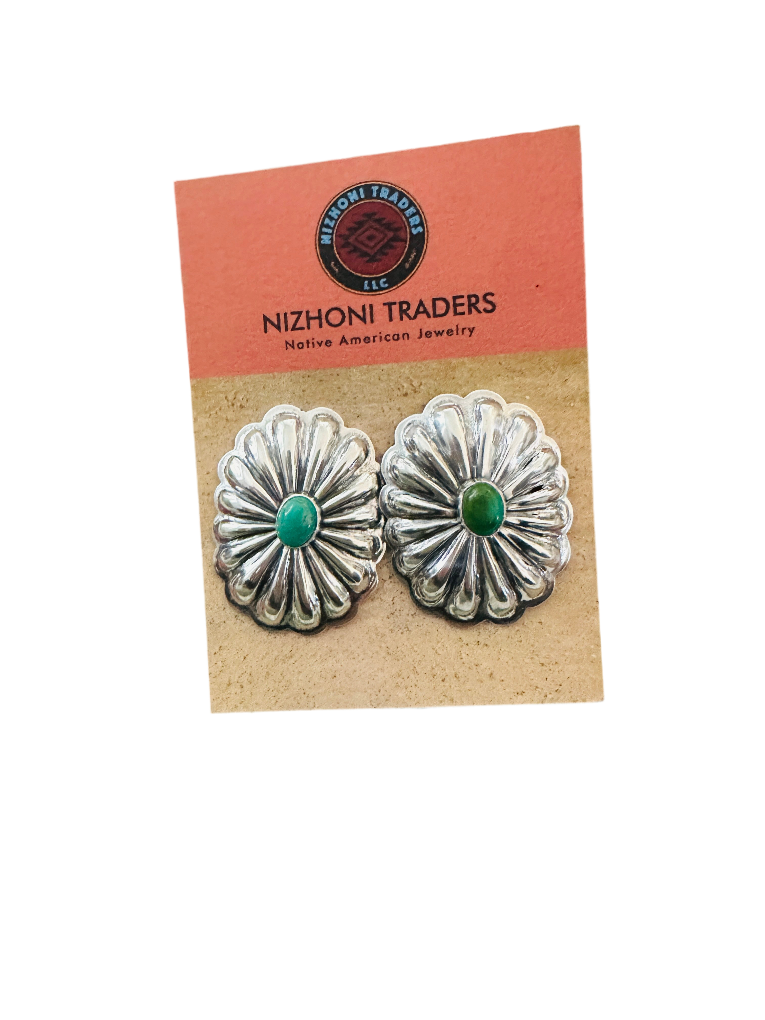 Handcrafted Sterling Silver & Turquoise Concho Post Earrings