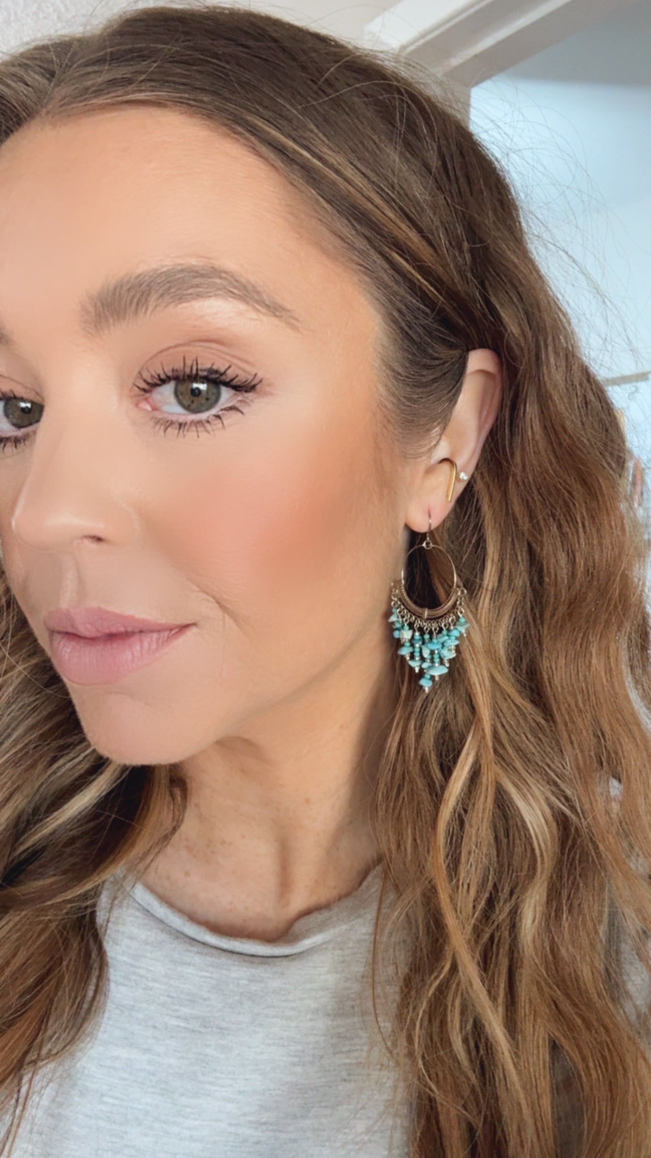 “The Golden Collection” Sea & Sky Hoops Handmade Beaded Surgical Steel Earrings