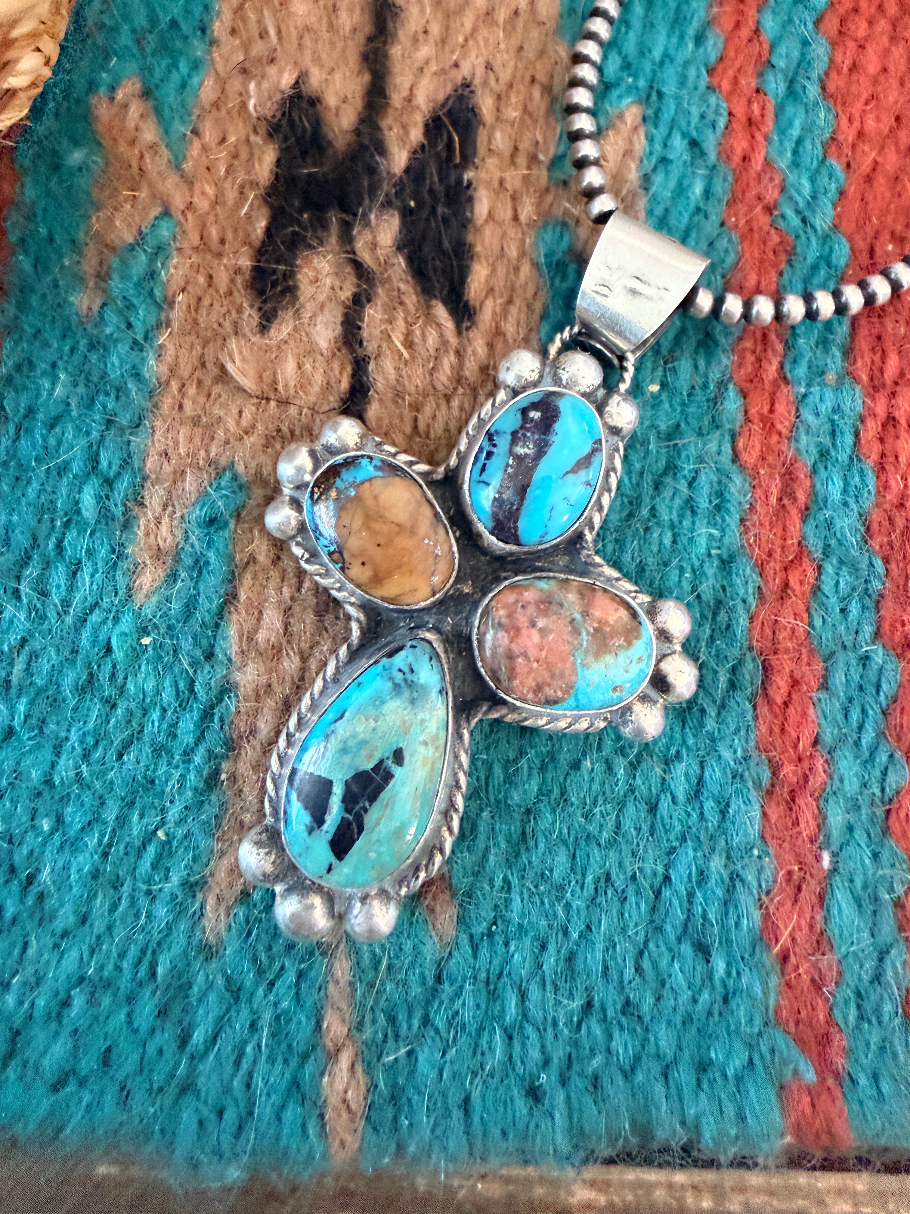 Handmade Sterling Silver & Turquoise Cross Pendant