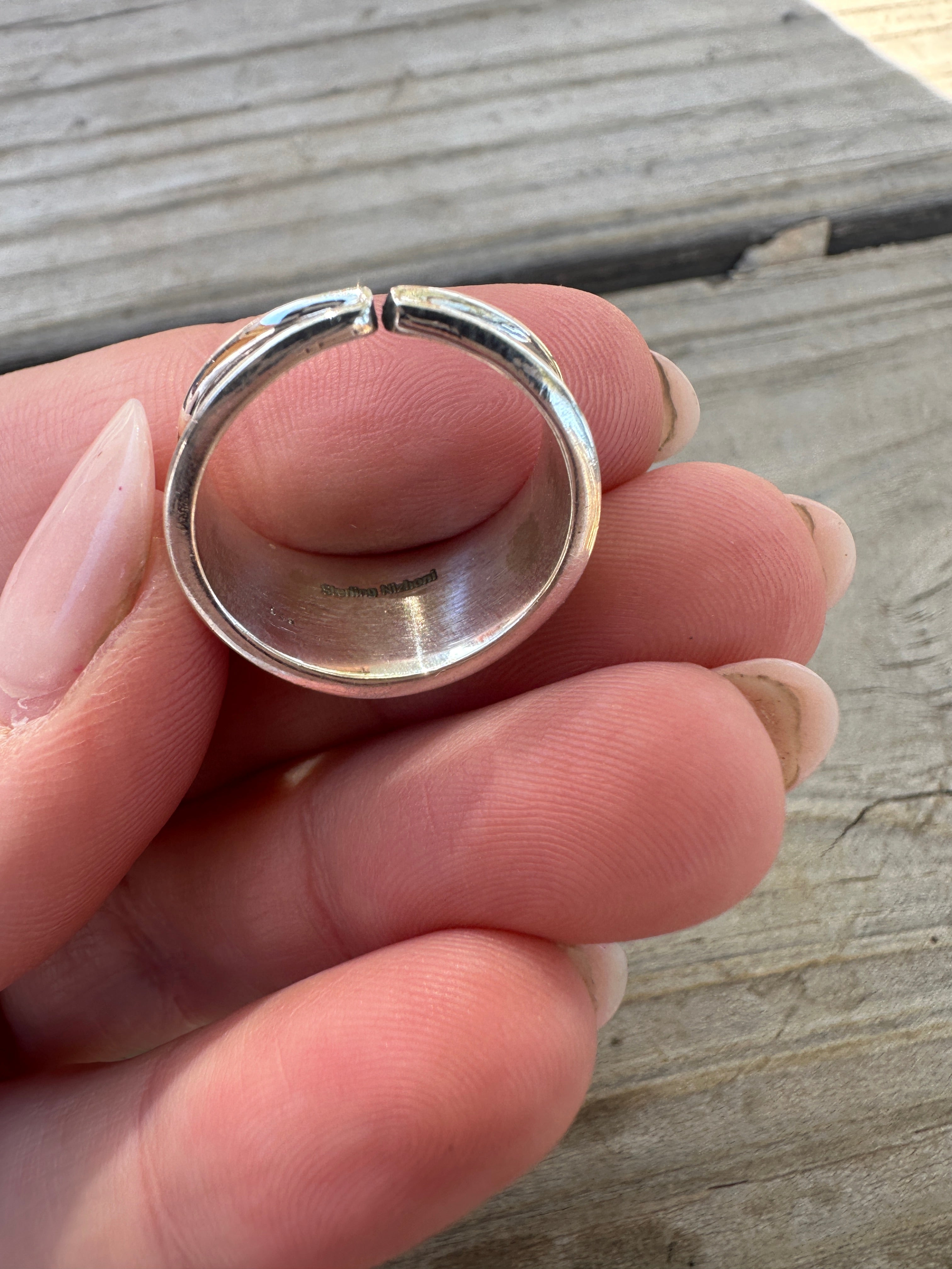 Beautiful Handmade Sterling Silver Adjustable Silver Ball Leafy Ring Band