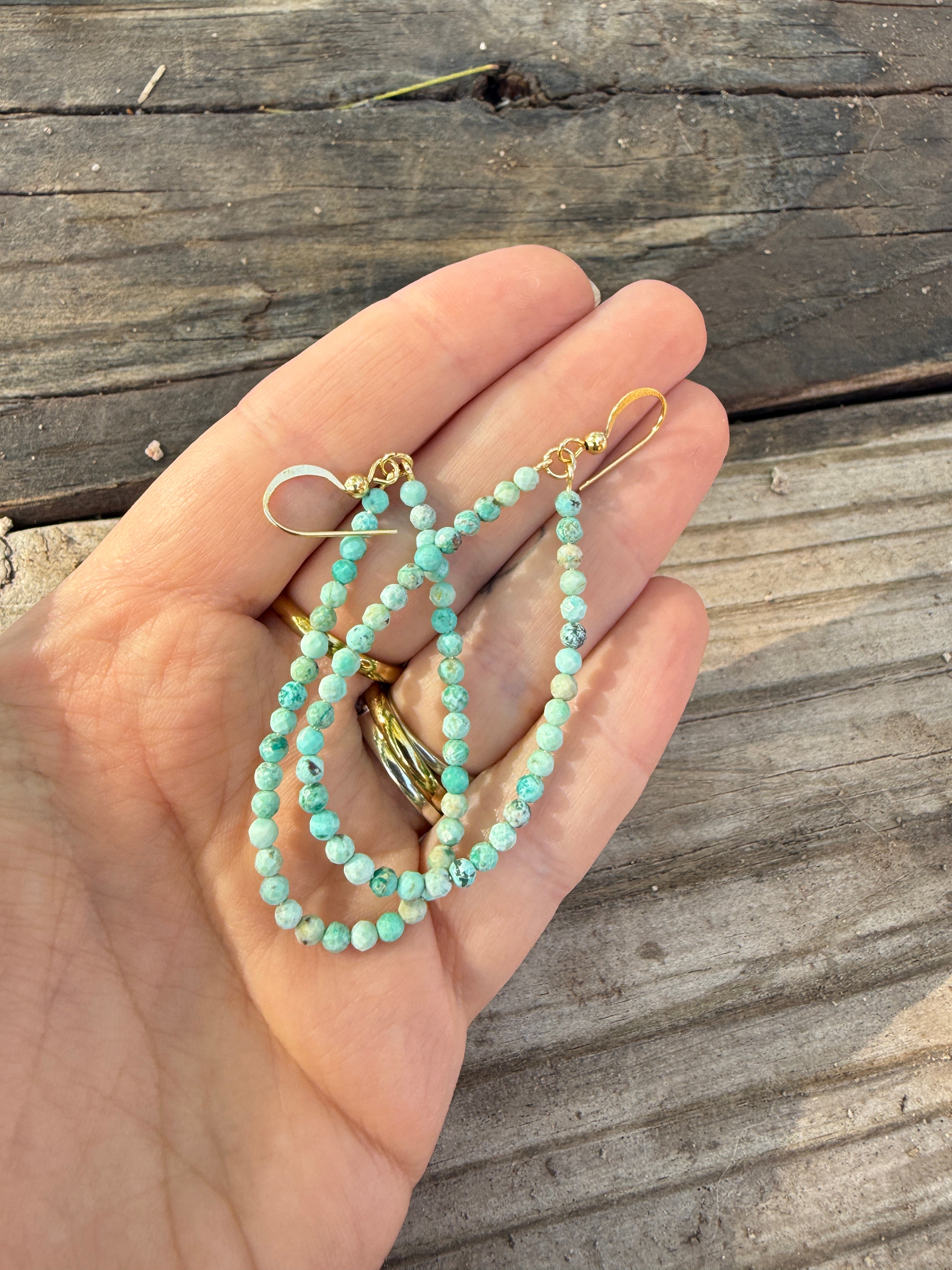 “The Golden Collection” Handmade 14k Gold Plated Turquoise FREEBIRD Earrings