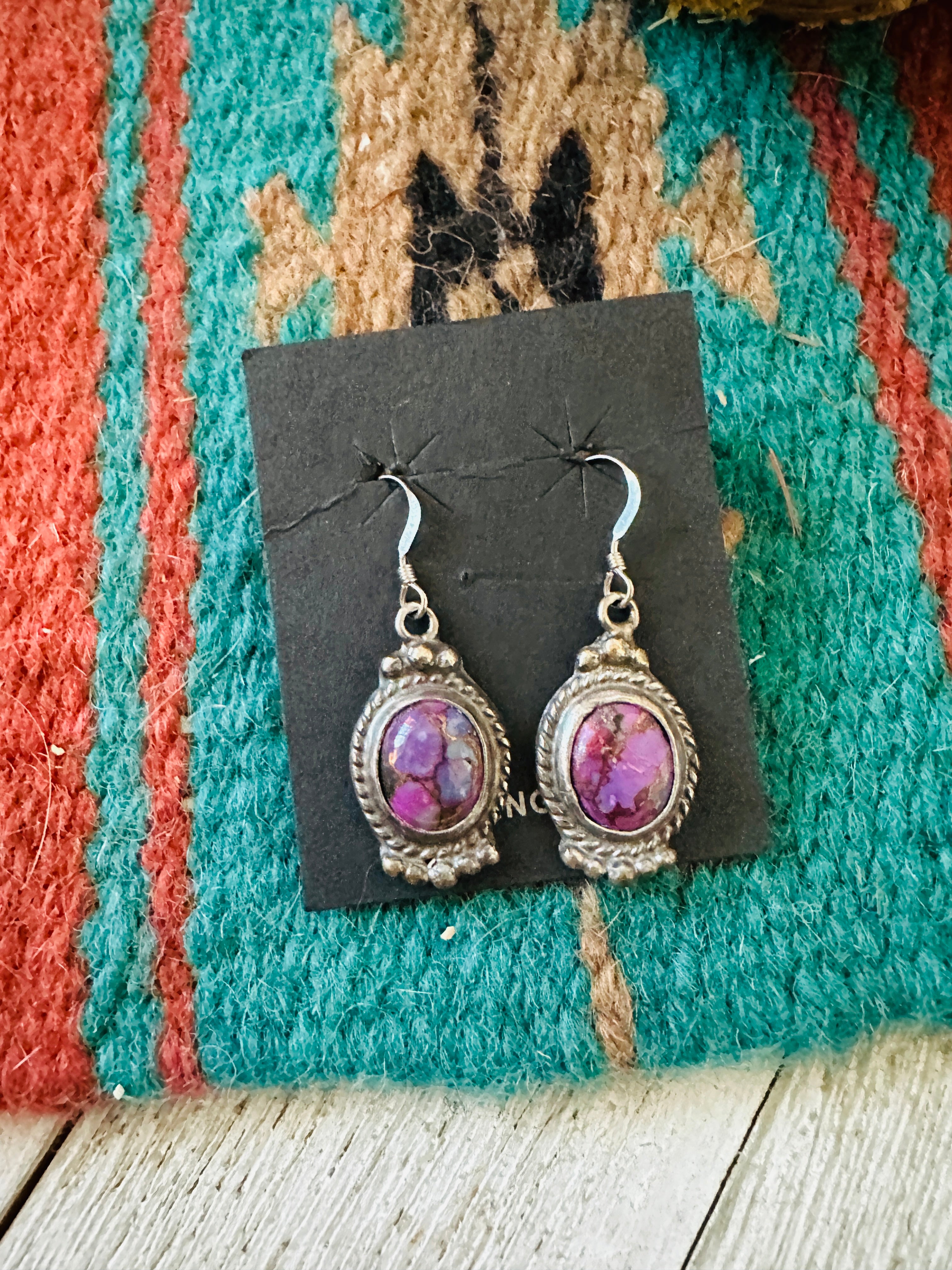 Handcrafted Sterling Silver & Purple Mojave Dangle Earrings