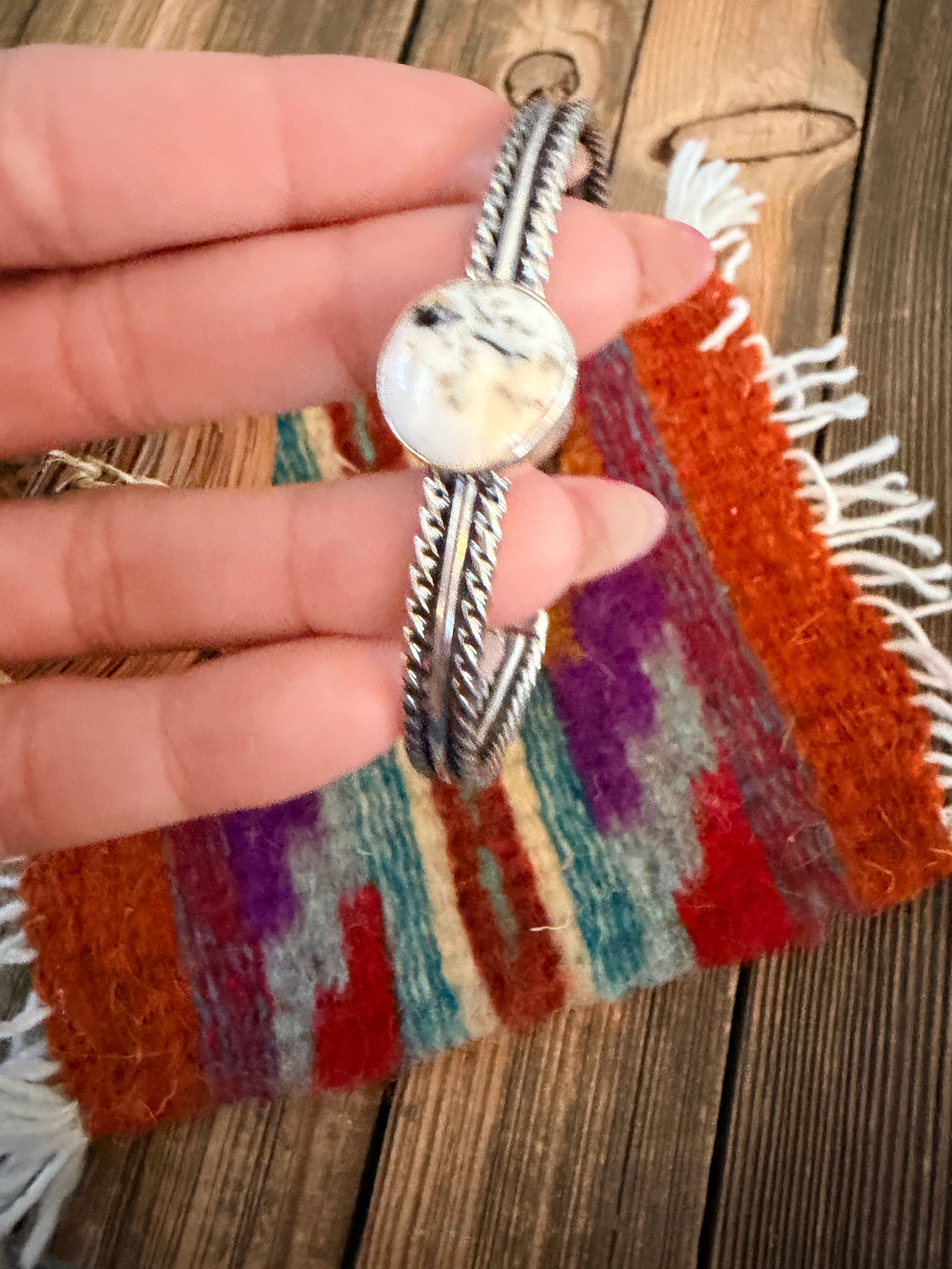 Handcrafted White Buffalo & Sterling Silver Cuff Bracelet