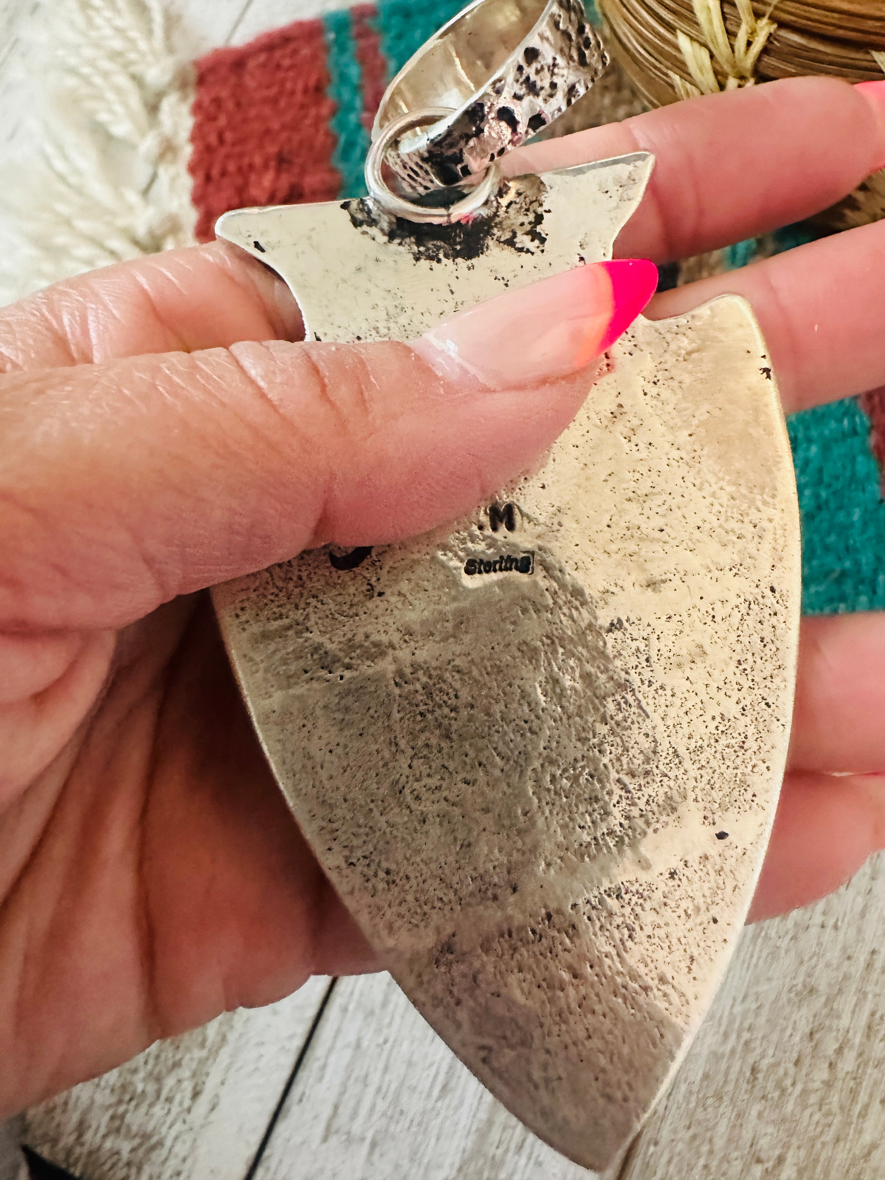 Handcrafted Onyx & Sterling Silver Arrowhead Inlay Pendant