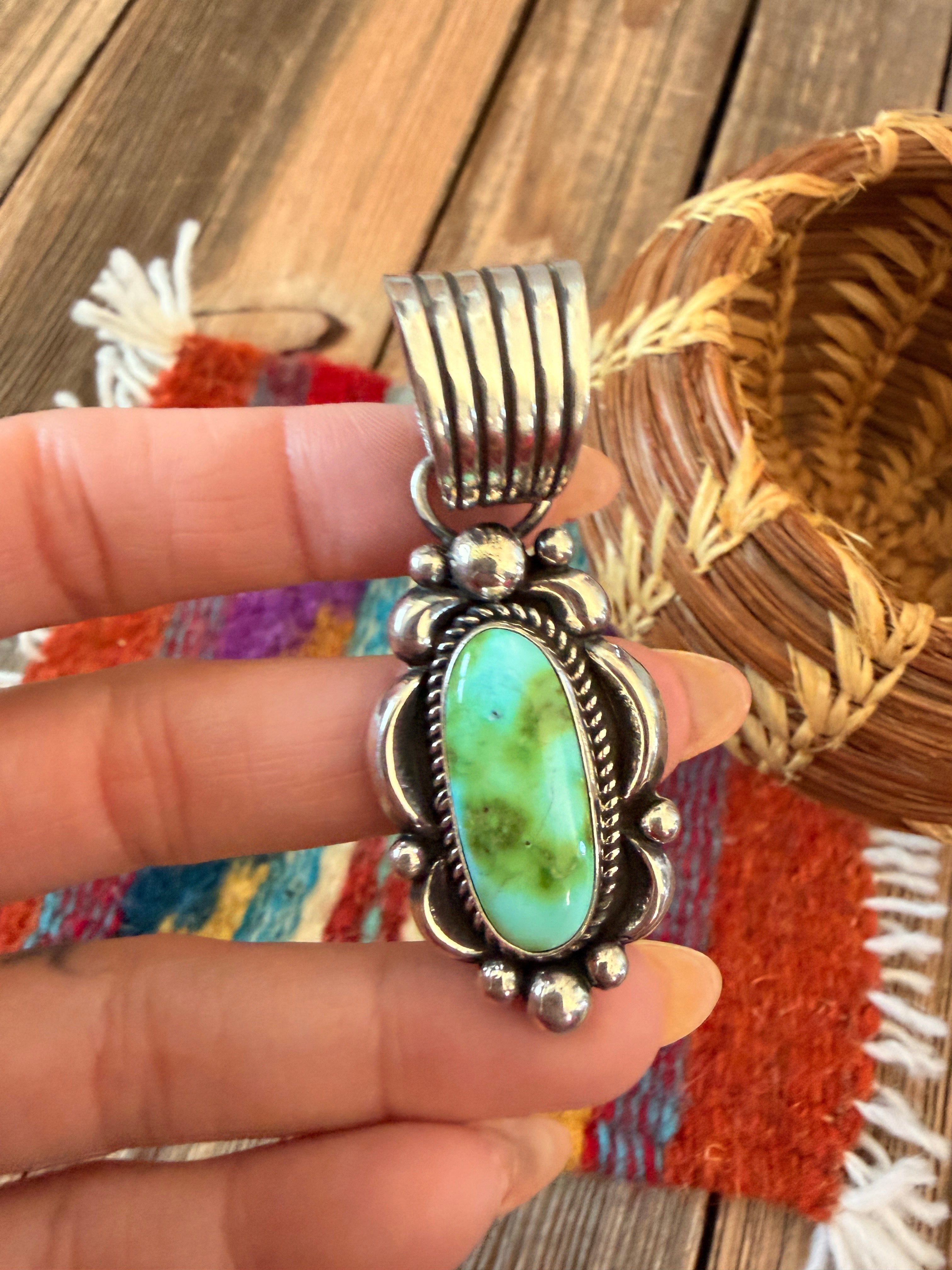 Handcrafted Sterling Silver & Sonoran Mountain Turquoise Pendant by Albert Jake