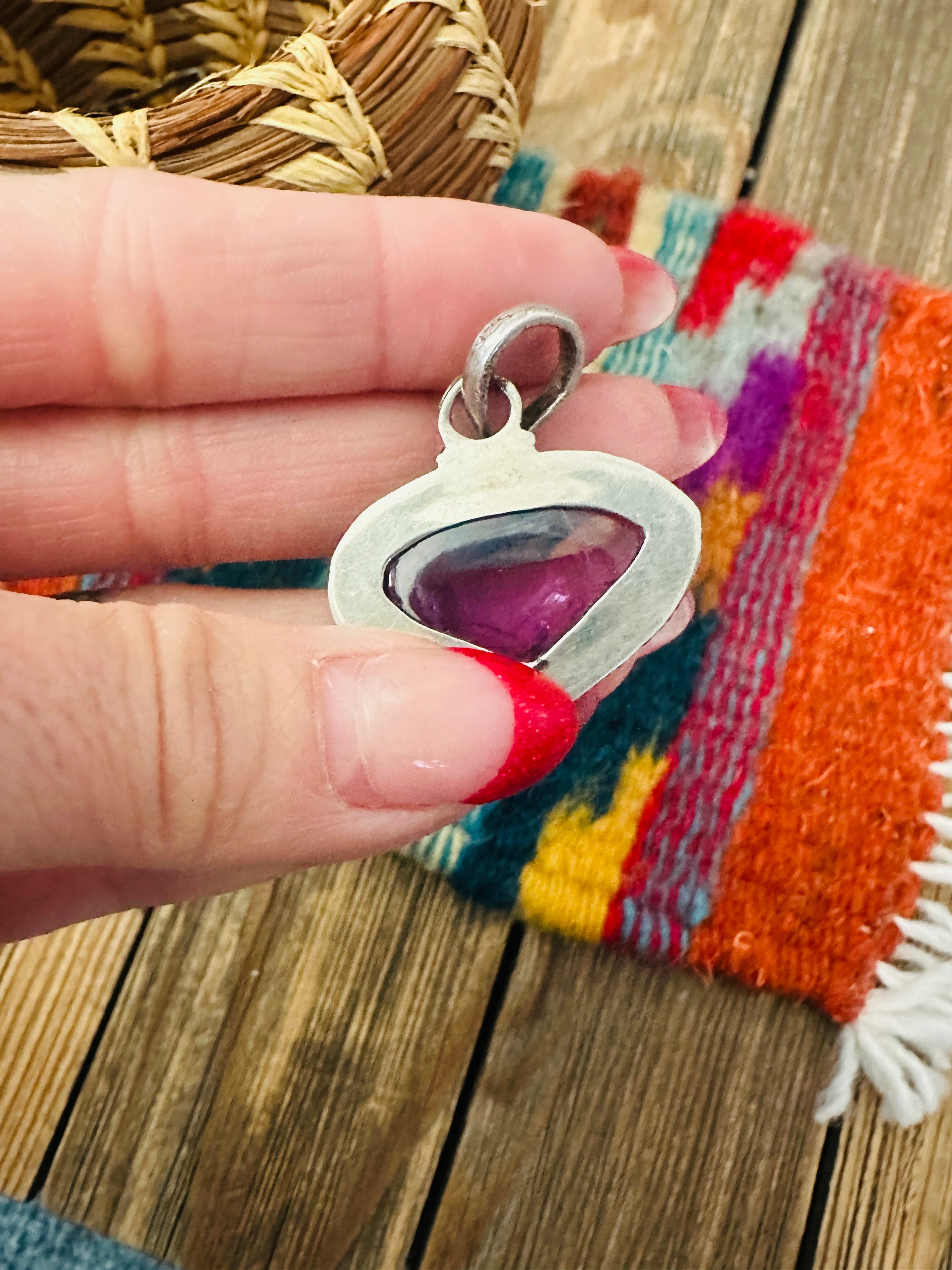Handcrafted Old Pawn Sterling Silver & Amethyst Pendant