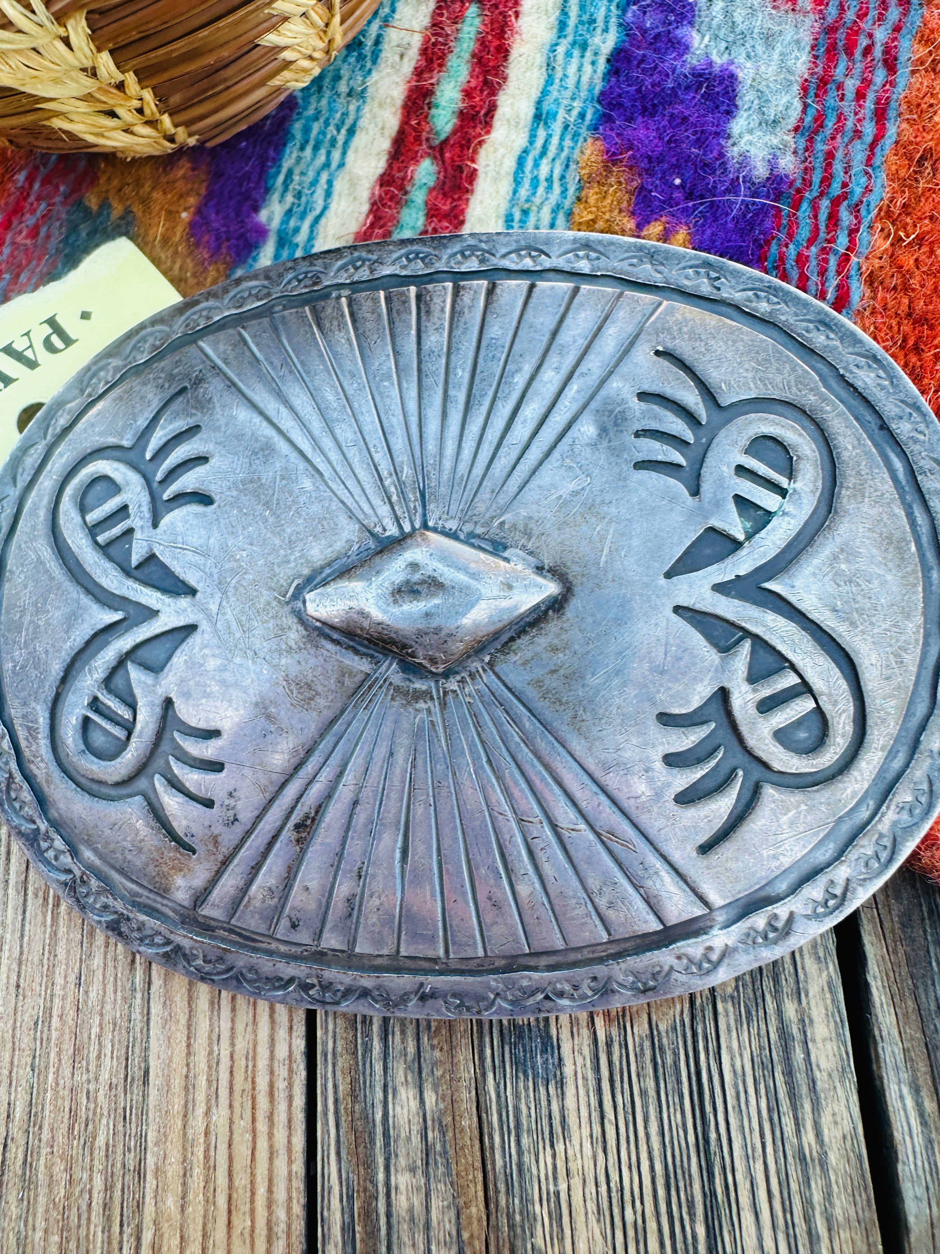 Handcrafted Vintage Old Pawn Sterling Silver Belt Buckle