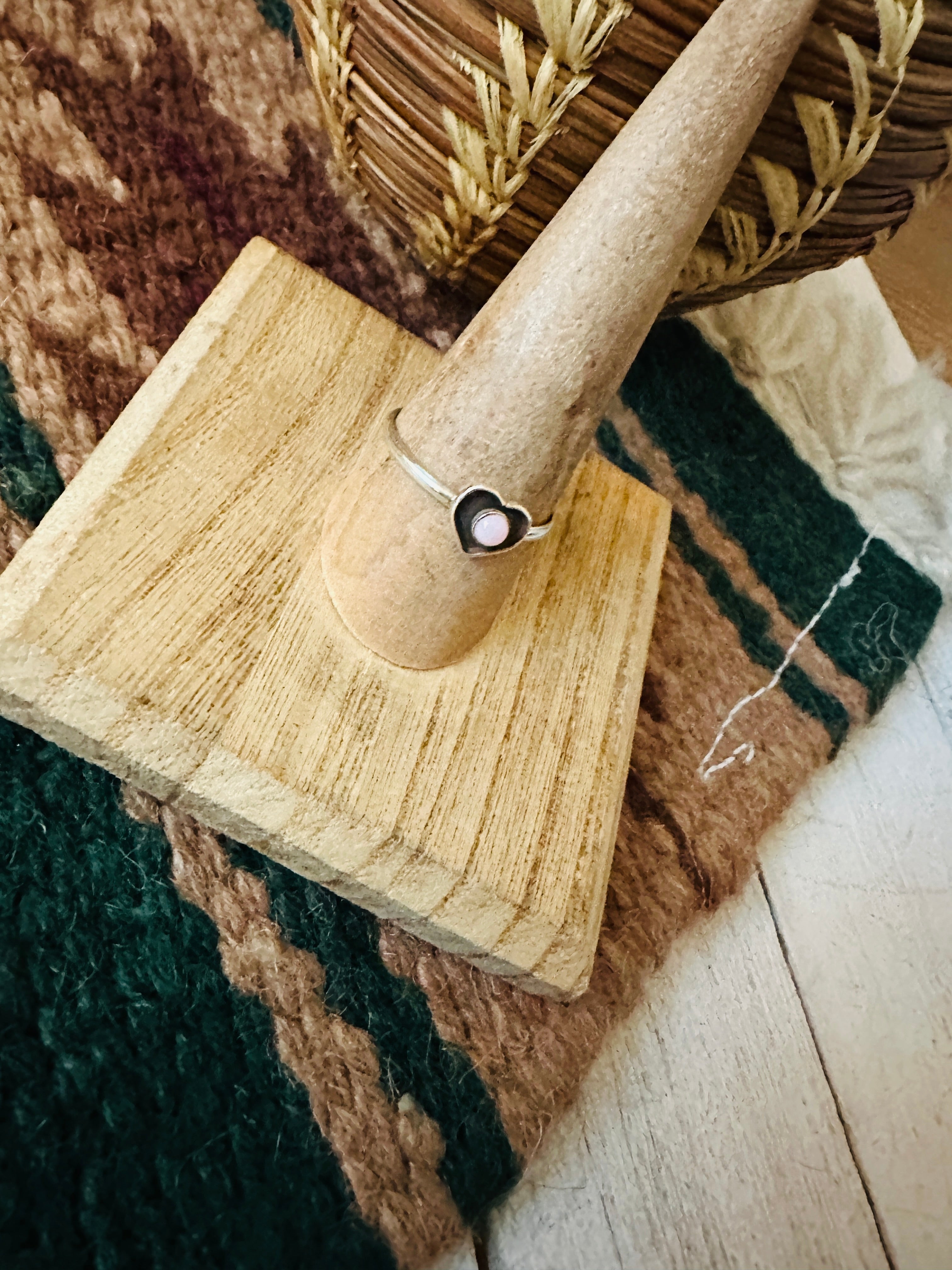 Handcrafted Sterling Silver & Queen Pink Conch Heart Ring