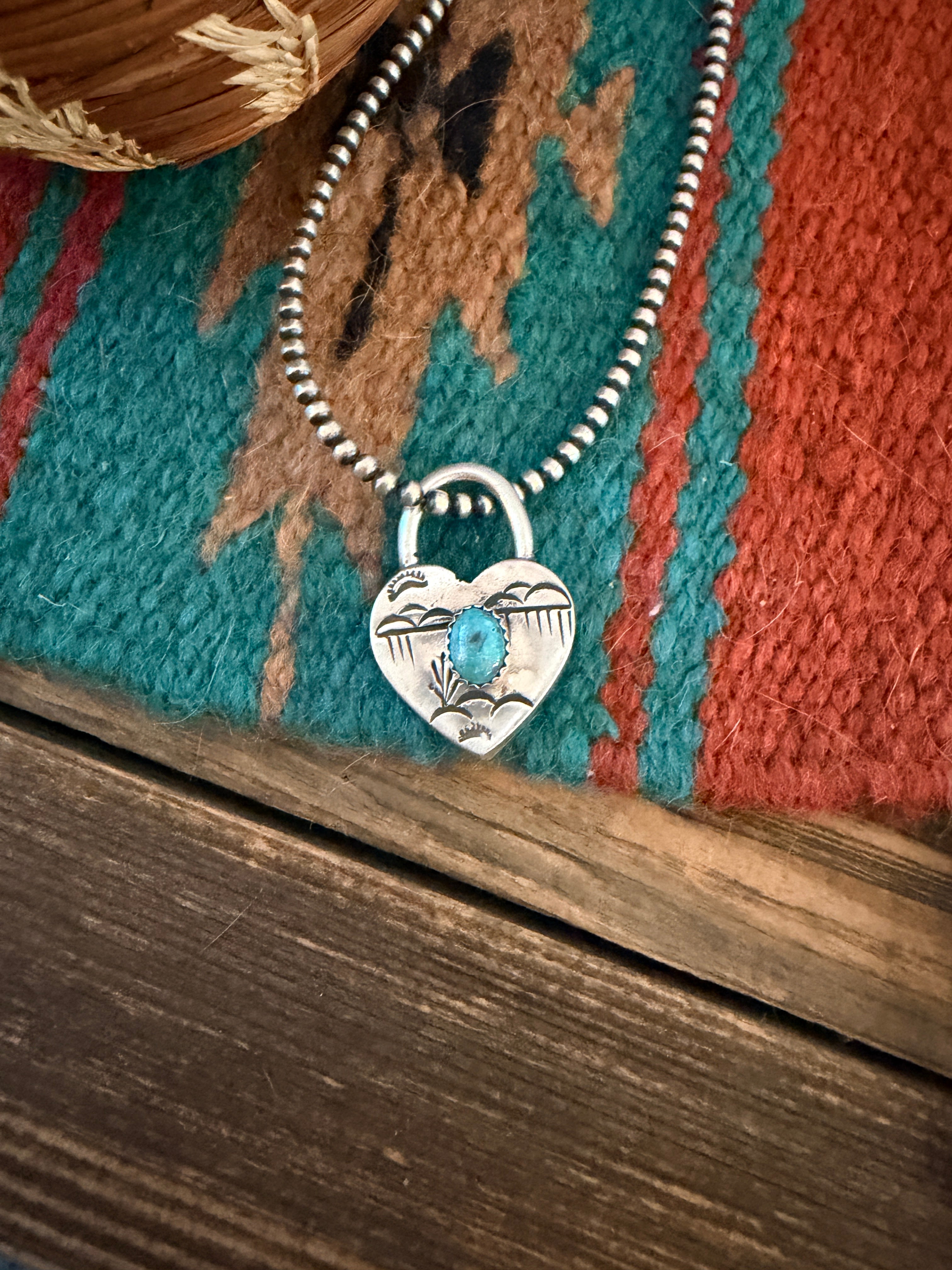 Handcrafted Sterling Silver & Turquoise Heart Locket Pendant