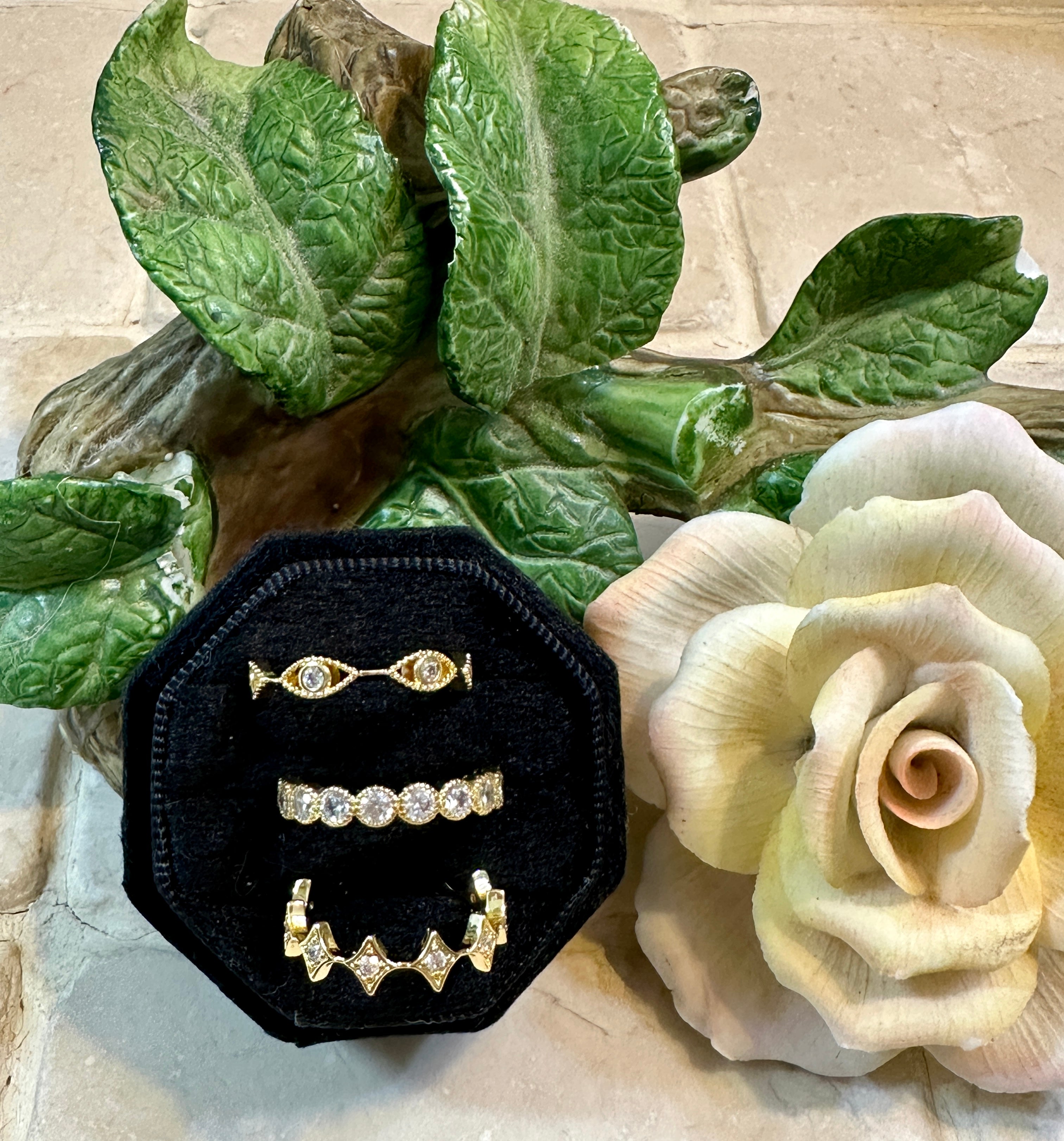 CZ 14k Gold Stacking Ring Set of 3