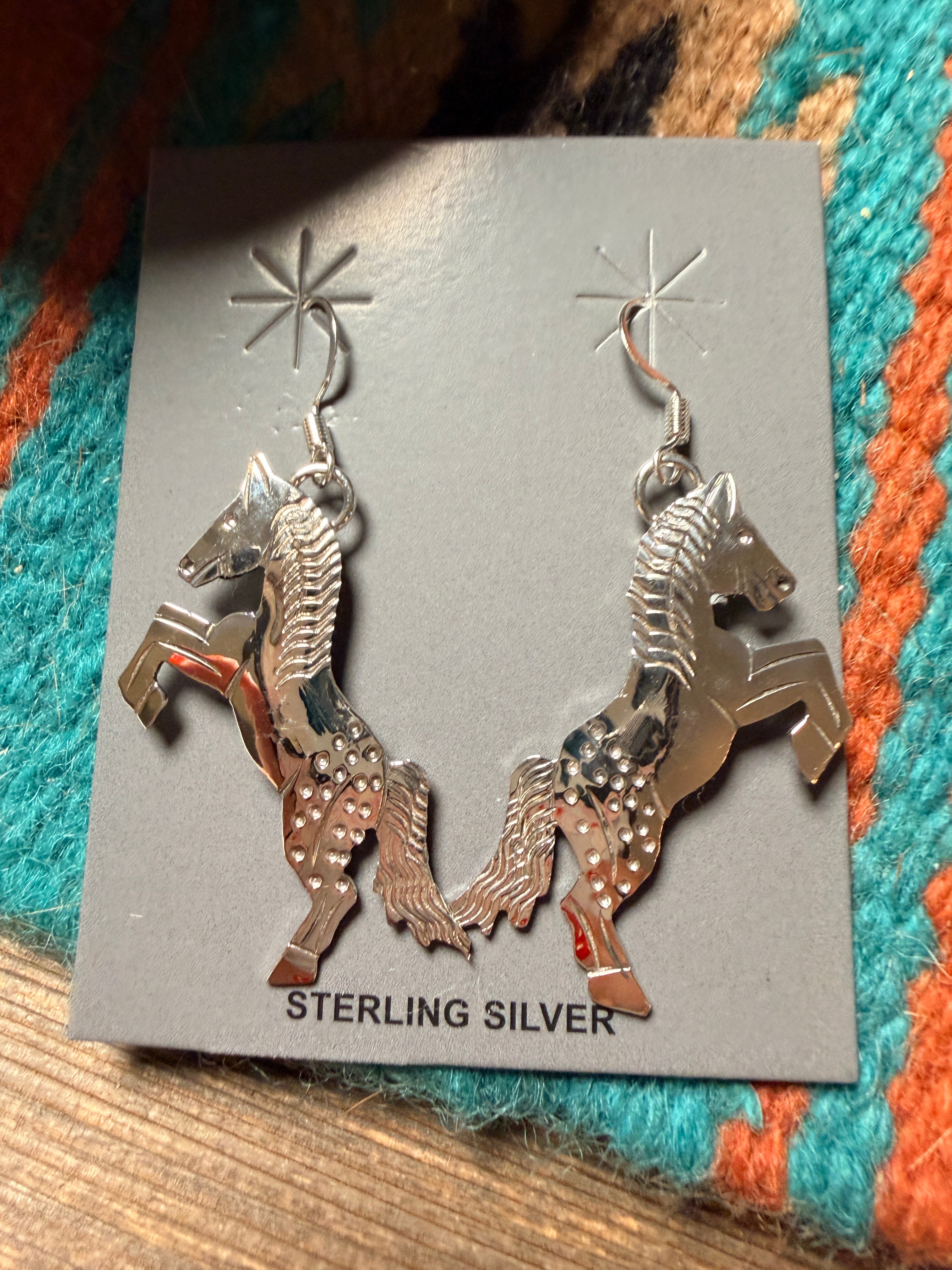 Handcrafted Sterling Silver Horse Dangle Earrings