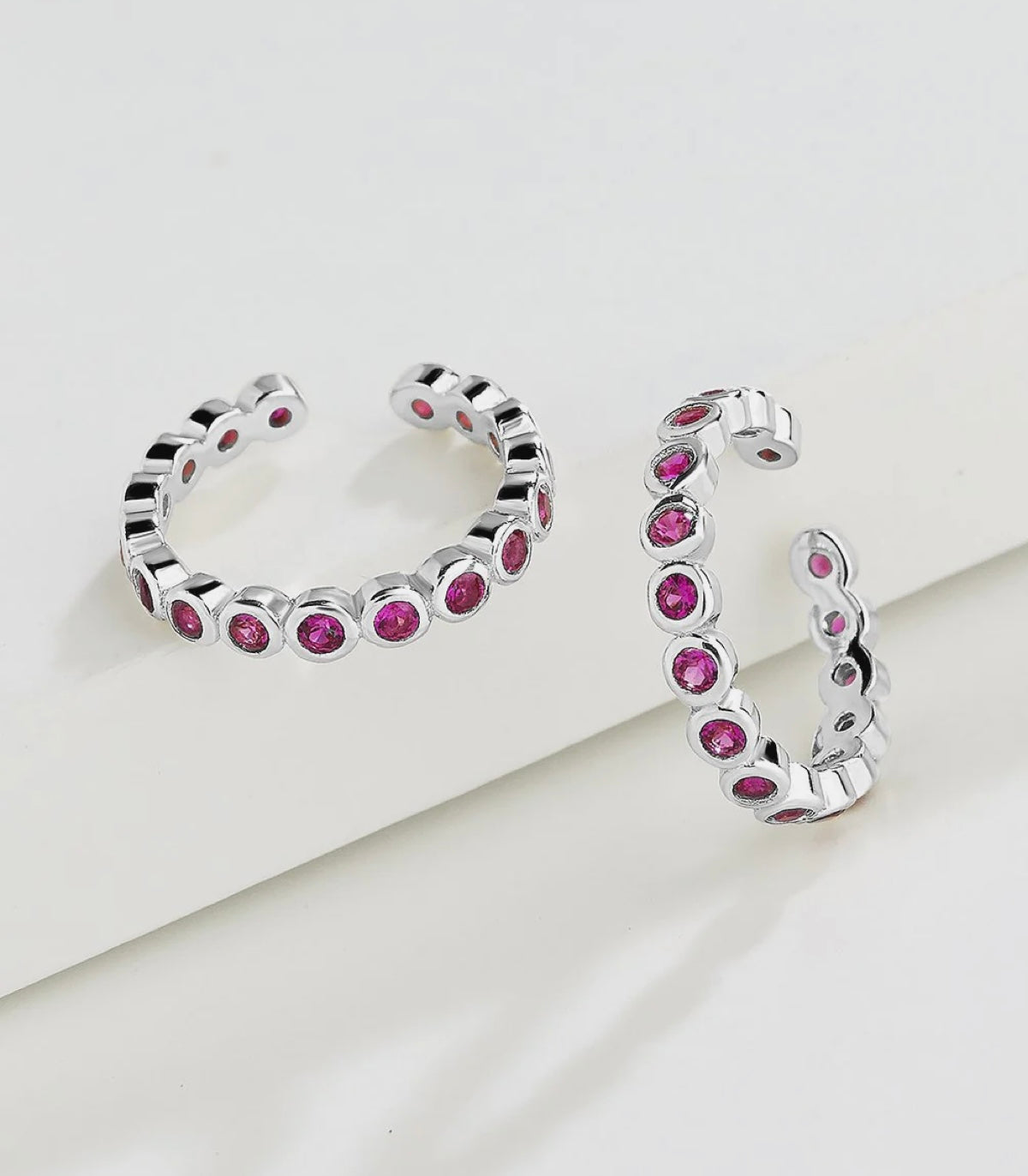 Sterling Silver Delicate Pink Bubble CZ Ear