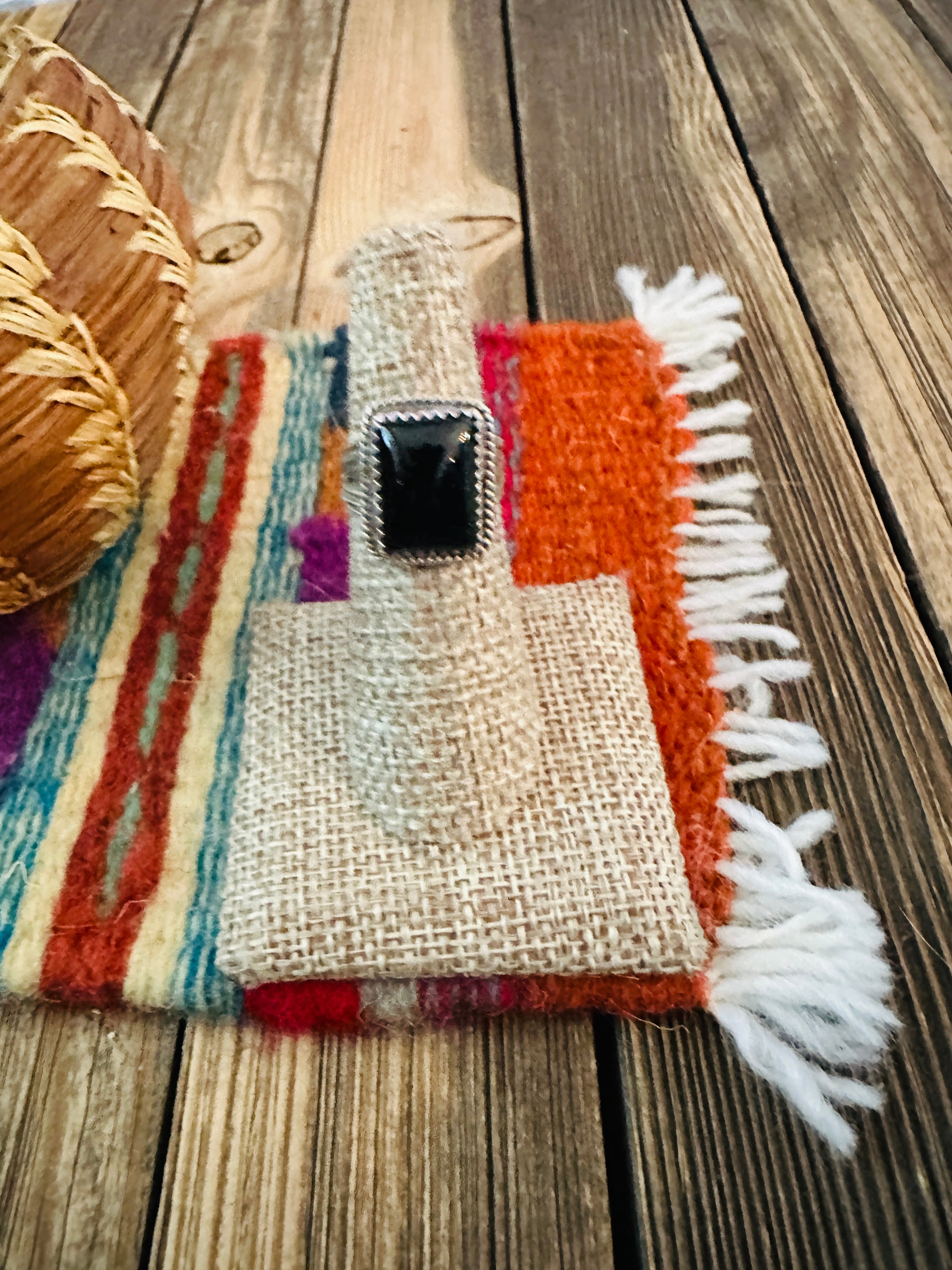 Handcrafted Black Onyx & Sterling Silver Ring Size 6