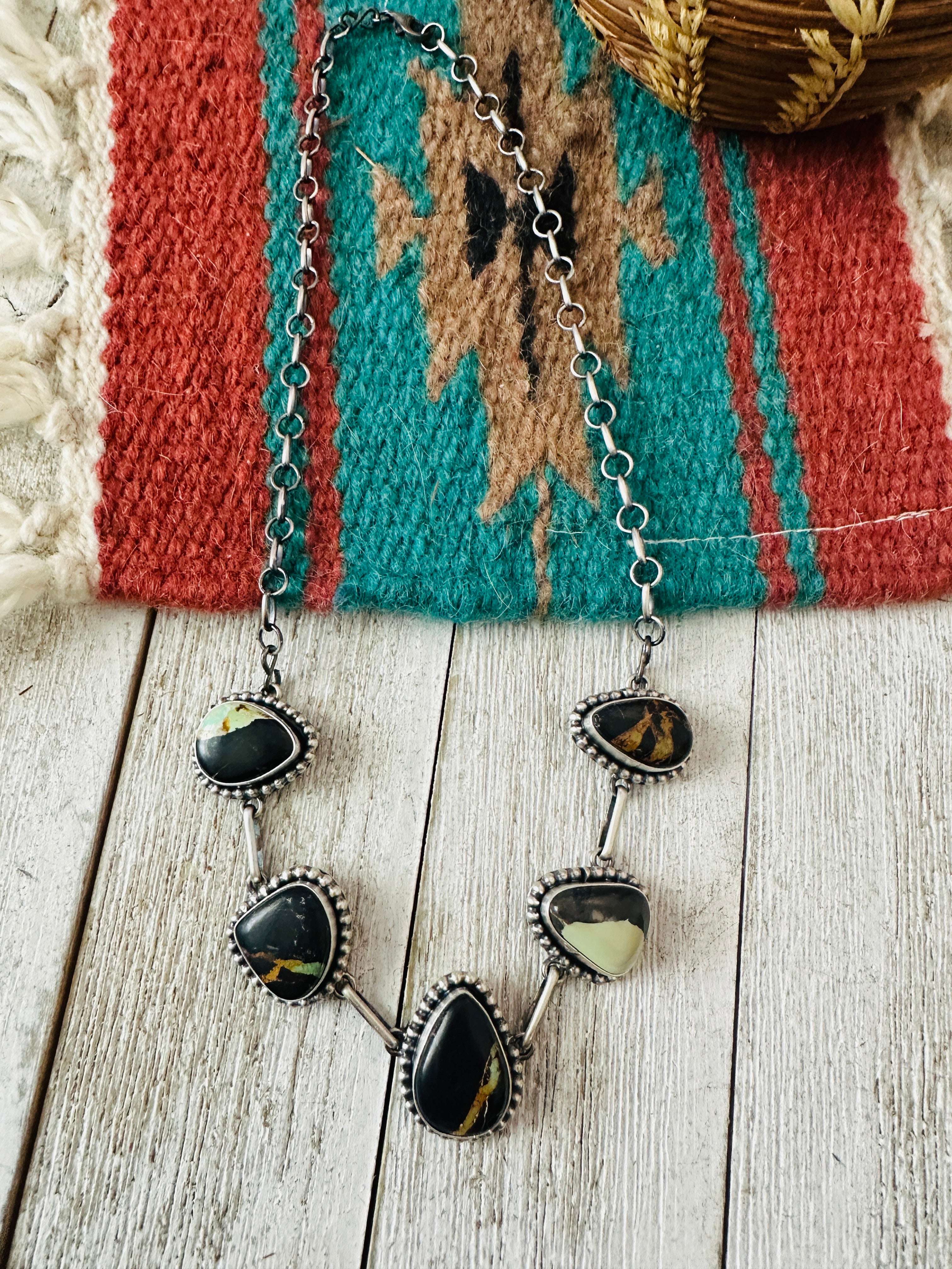 Handcrafted Blackjack Turquoise & Sterling Silver Necklace
