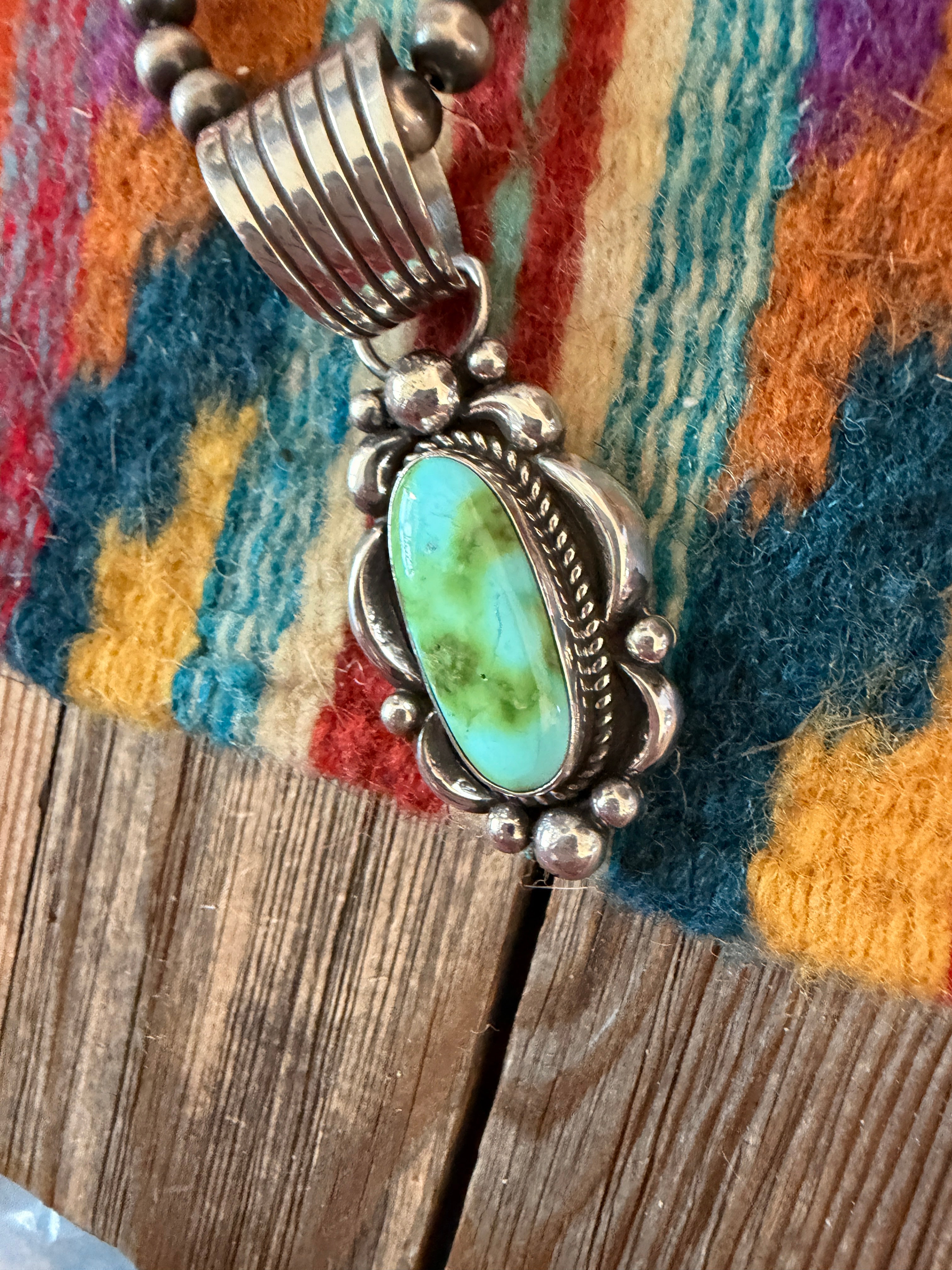Handcrafted Sterling Silver & Sonoran Mountain Turquoise Pendant by Albert Jake
