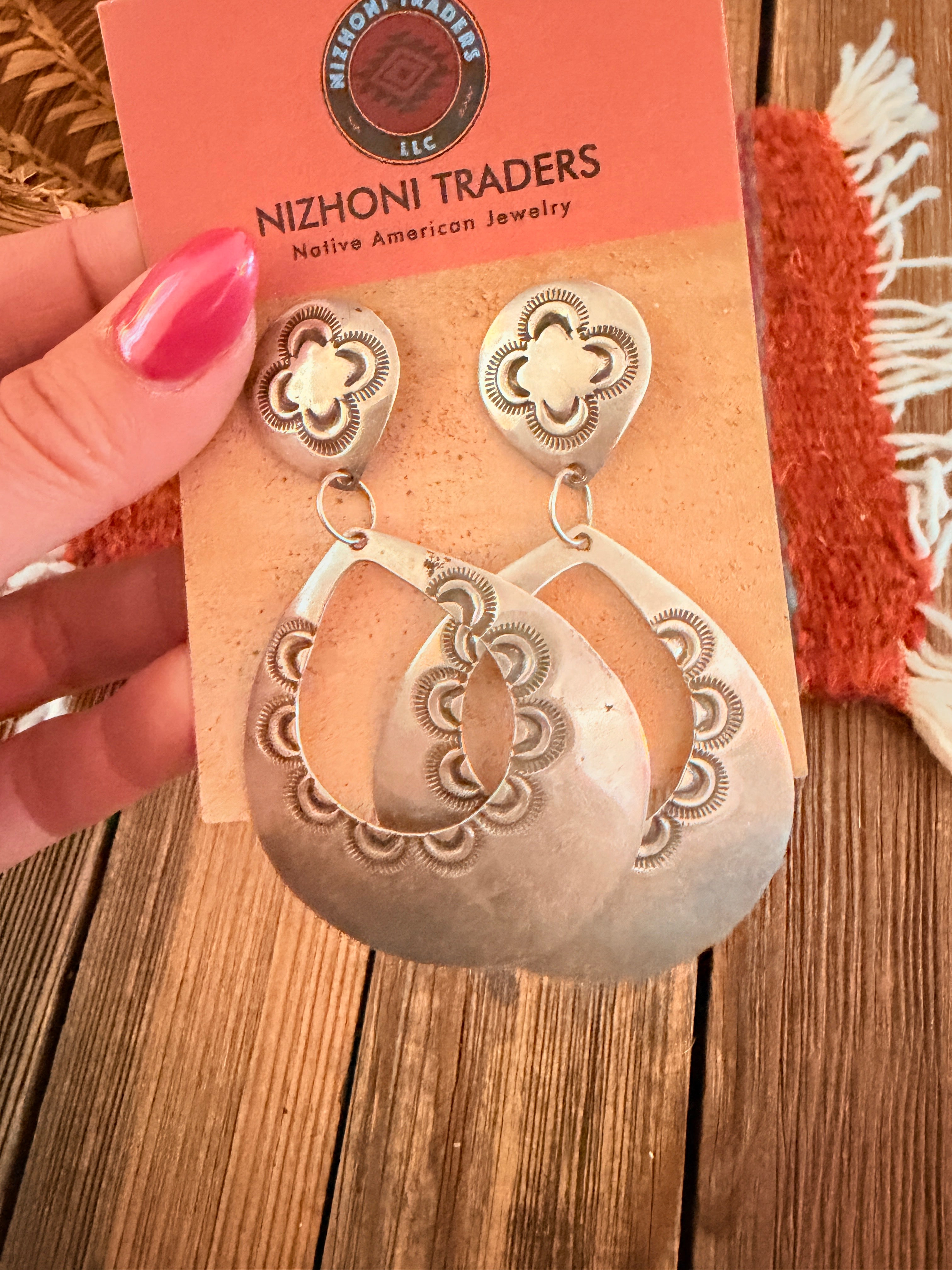 Handcrafted Old Pawn Sterling Silver Dangle Earrings