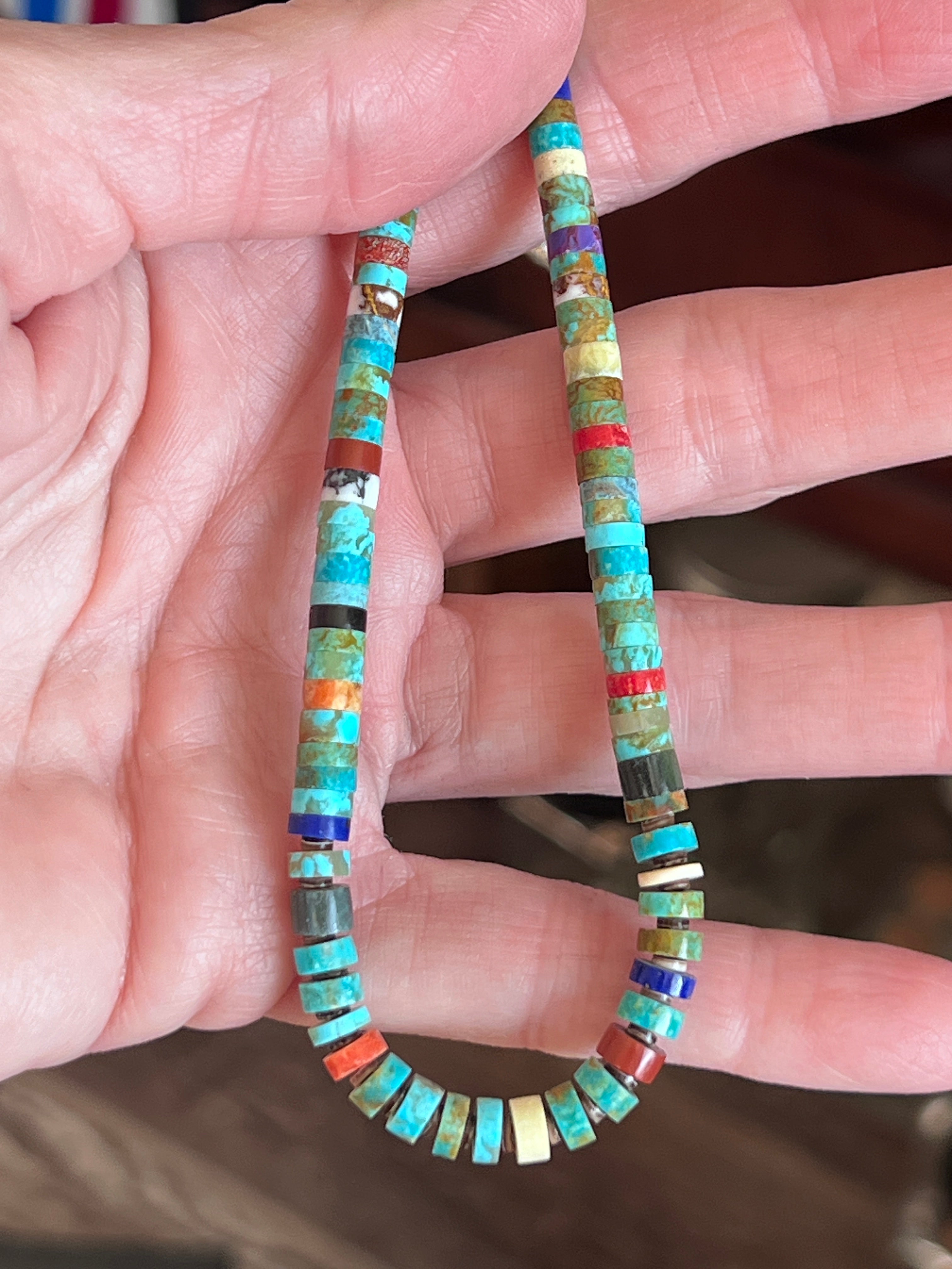 Ronald Chavez Handcrafted Multistone Graduated Heishi Bead Necklace, 20-3/8 inches