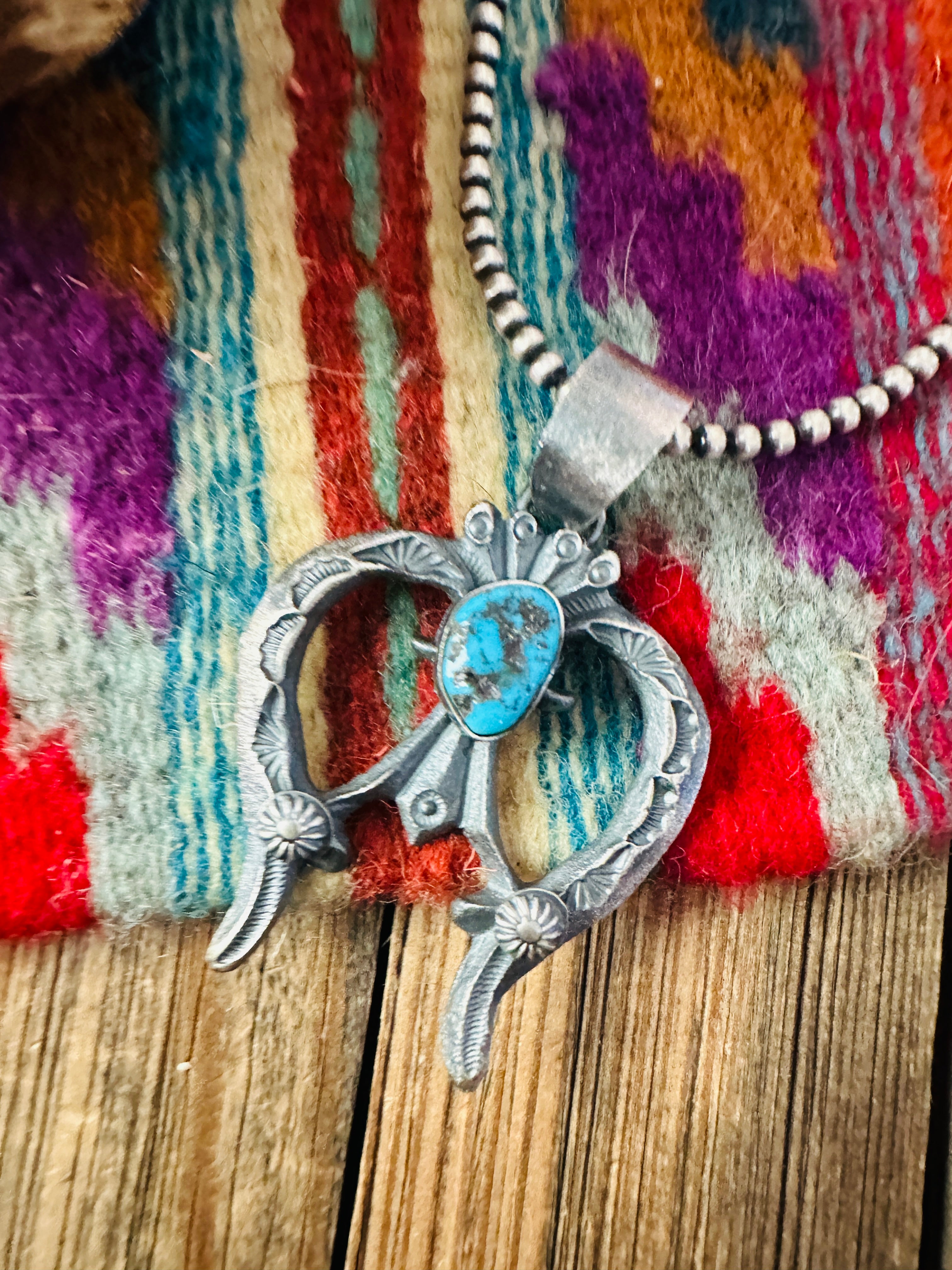 Handcrafted Sterling Silver & Kingman Turquoise Naja Pendant by Kevin Billah
