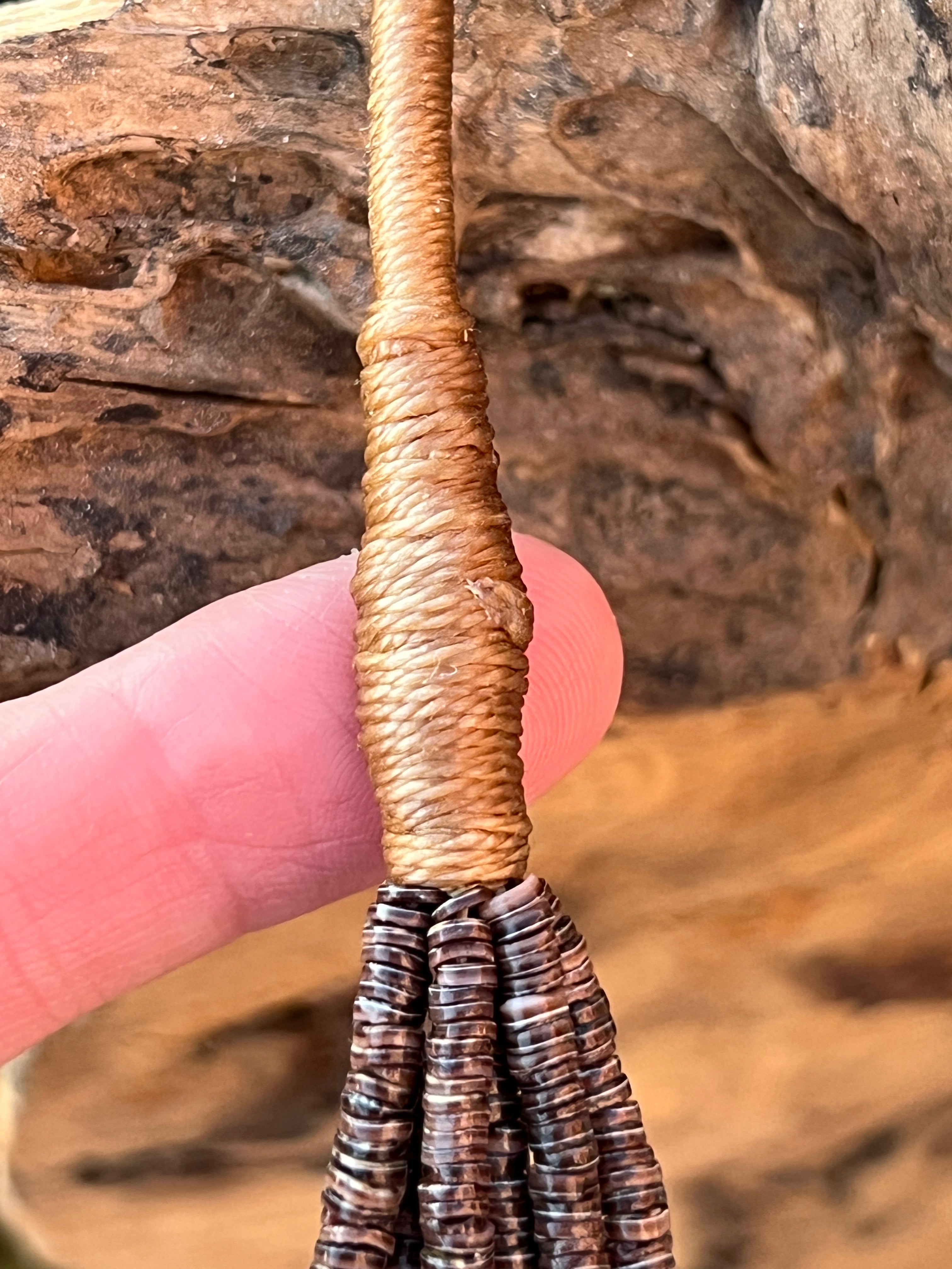 Gorgeous Santo Domingo Made Six Strand Turquoise and Spiny Oyster Beaded Squaw Wrap Necklace, Blue