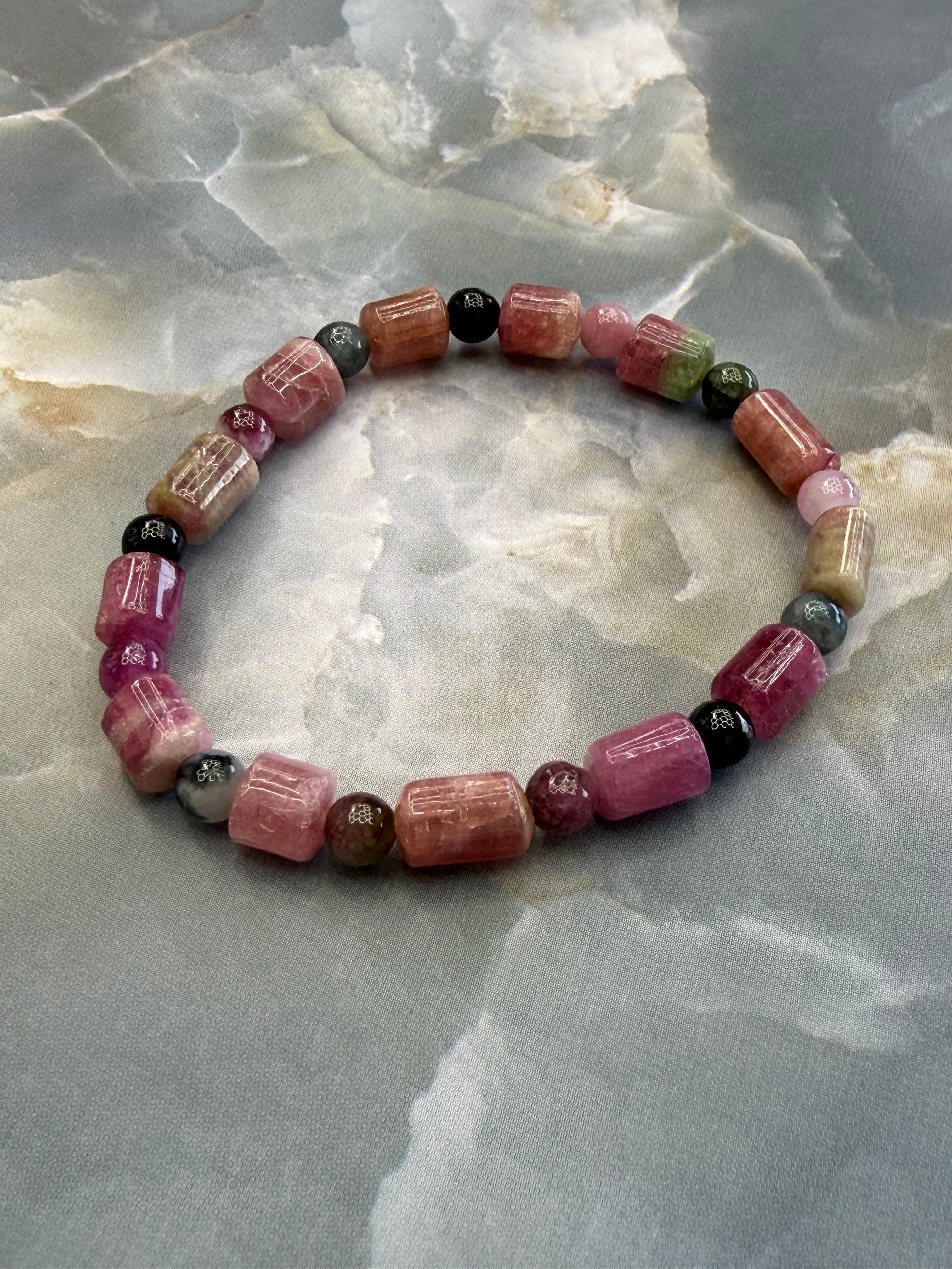 Tourmaline Tube Stretch Bracelet