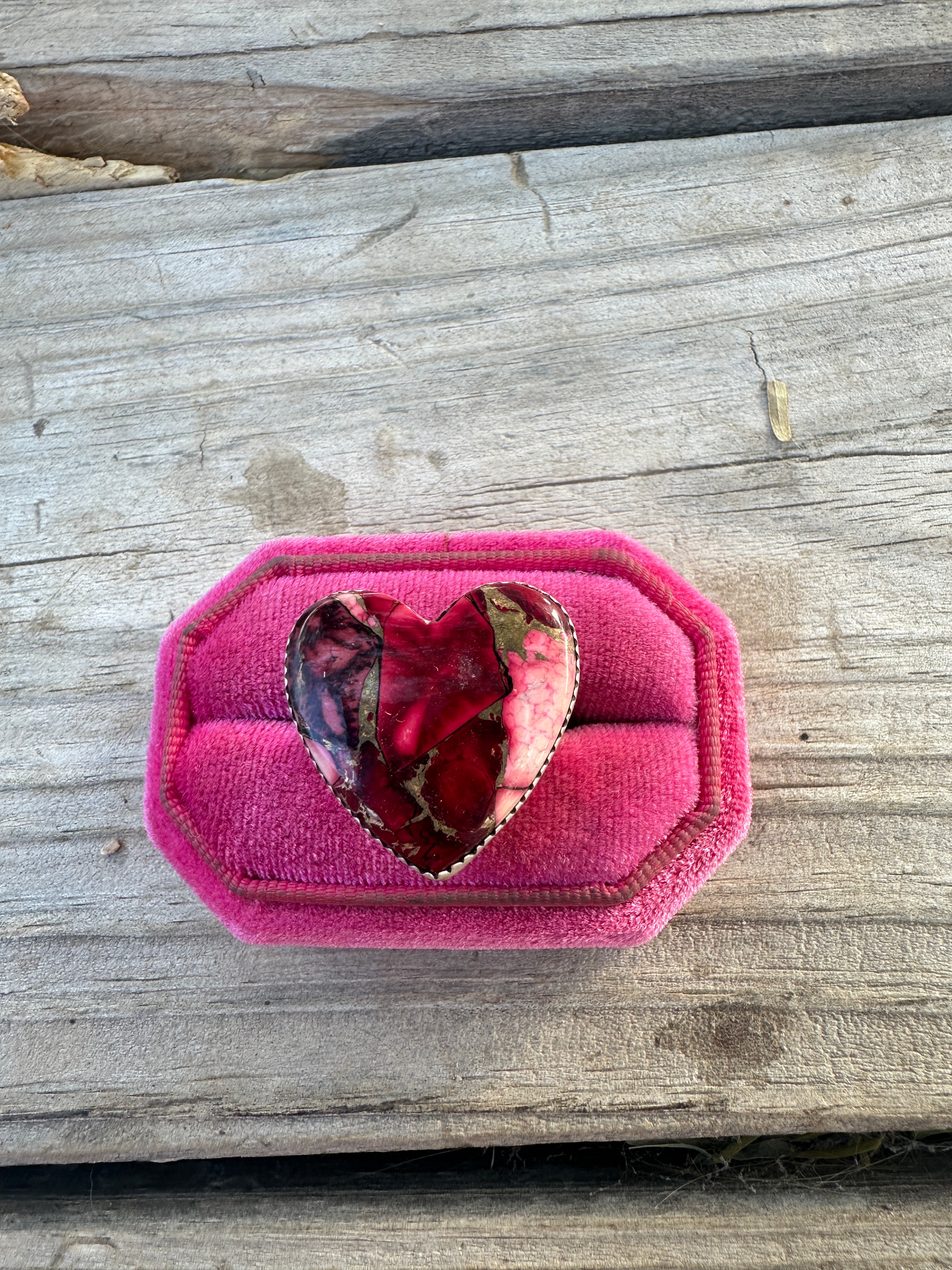 Beautiful Handmade Dahlia Rose And Sterling Silver Adjustable Heart Ring