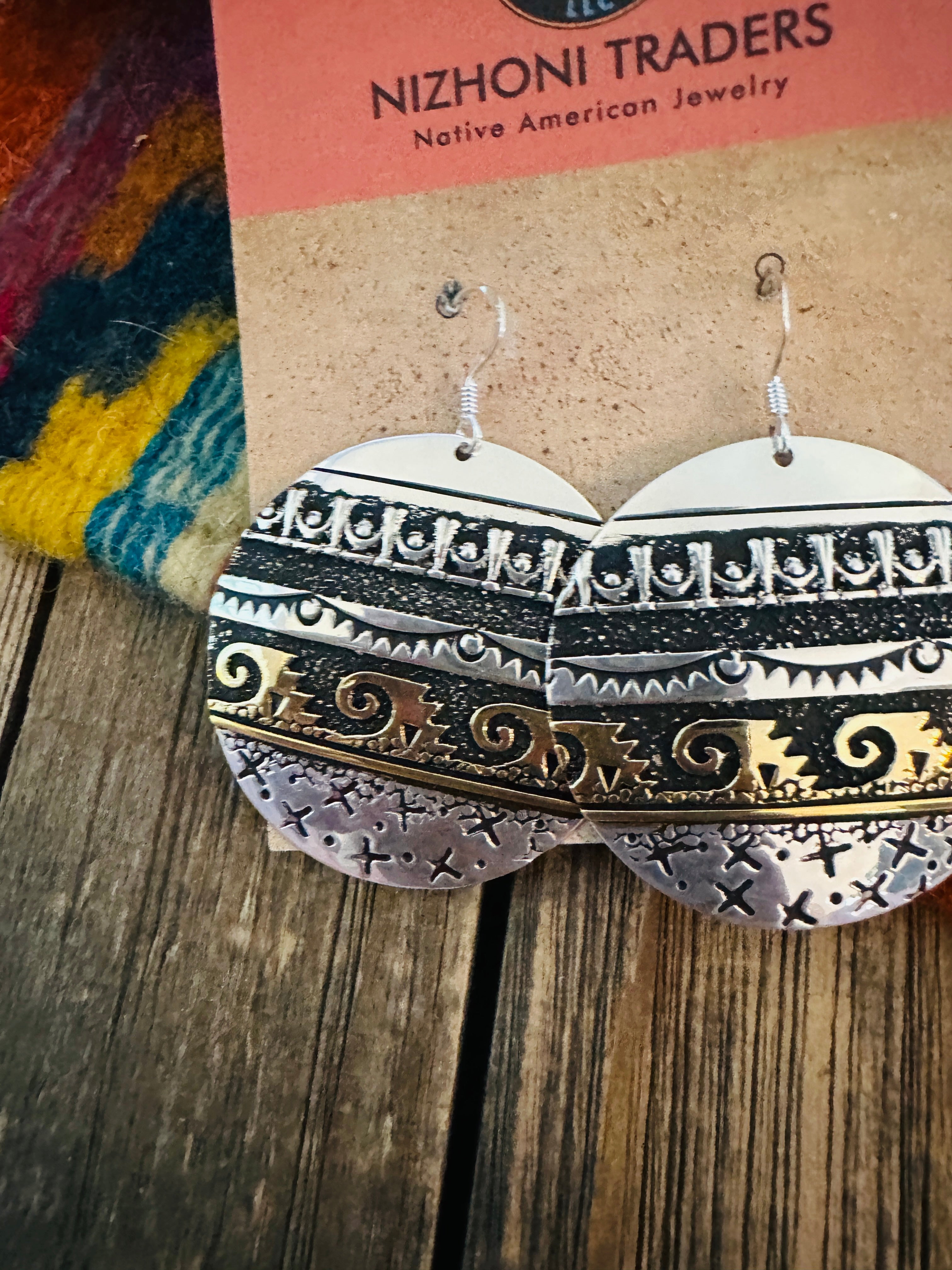 Handcrafted Sterling Silver & Copper Dangle Earrings by Rose Singer