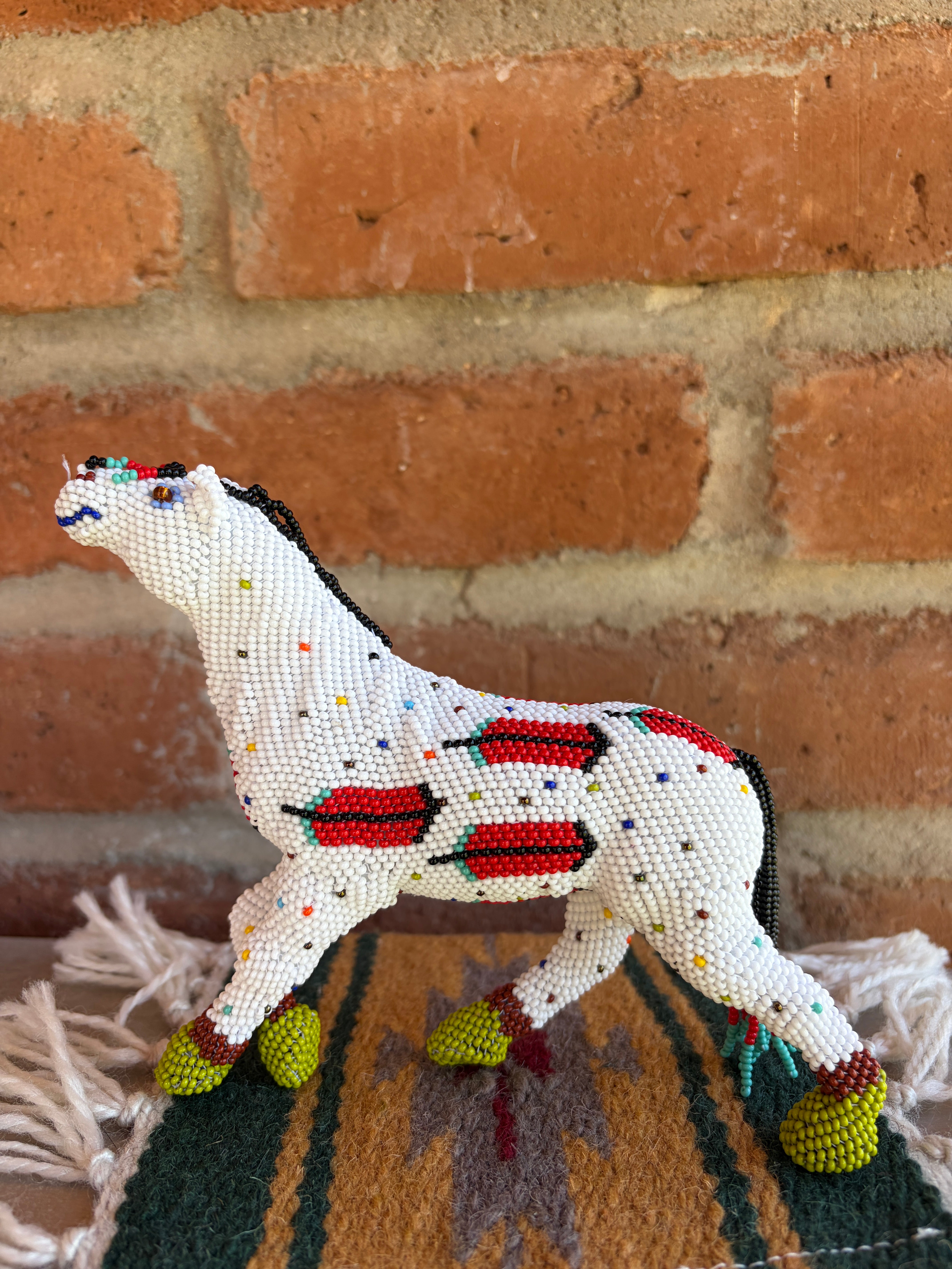 Handmade Peyote Stitched Horse Figurine- Large White