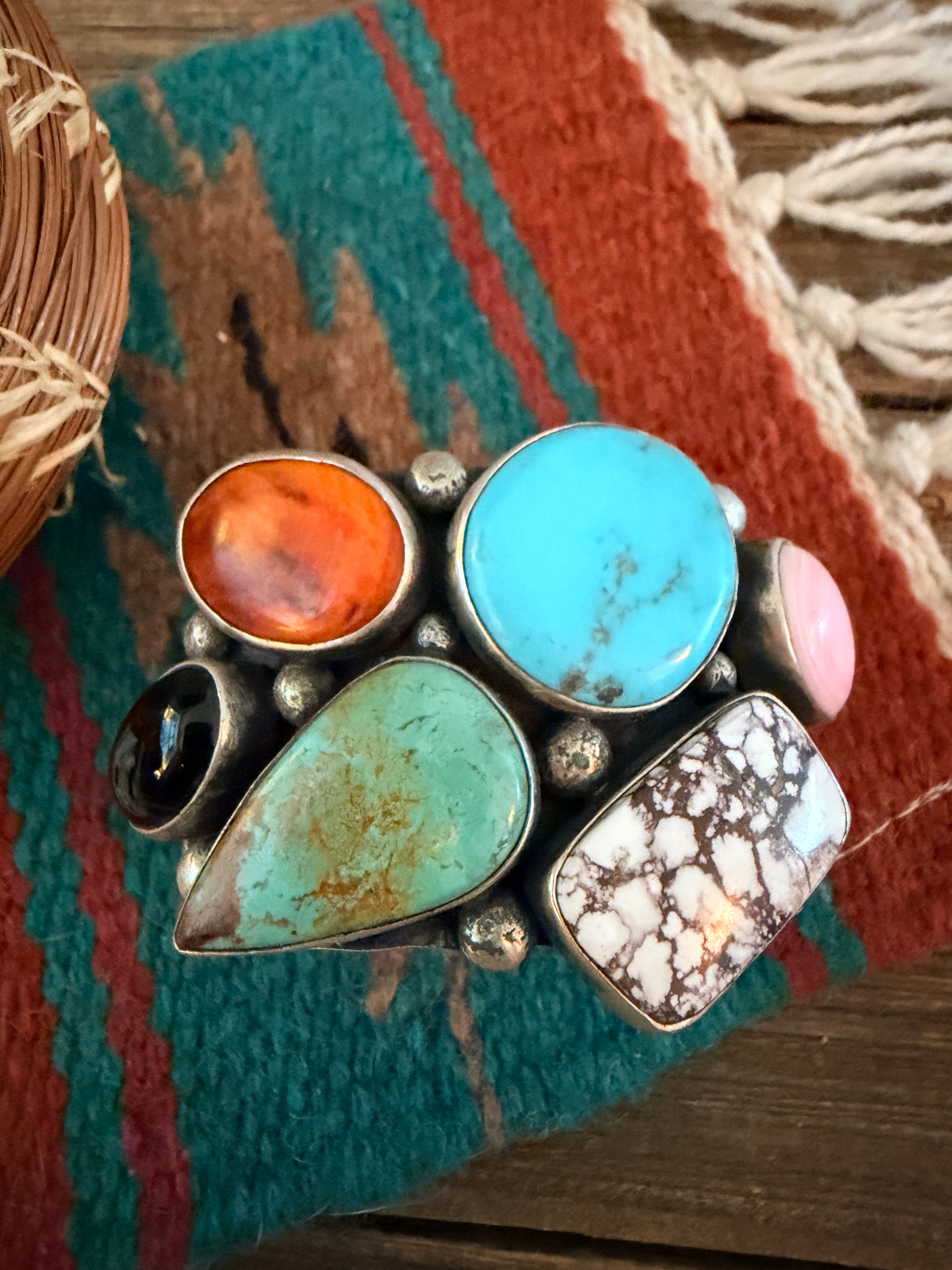 Handcrafted Multi Stone & Sterling Silver Cuff Bracelet by Chimney Butte