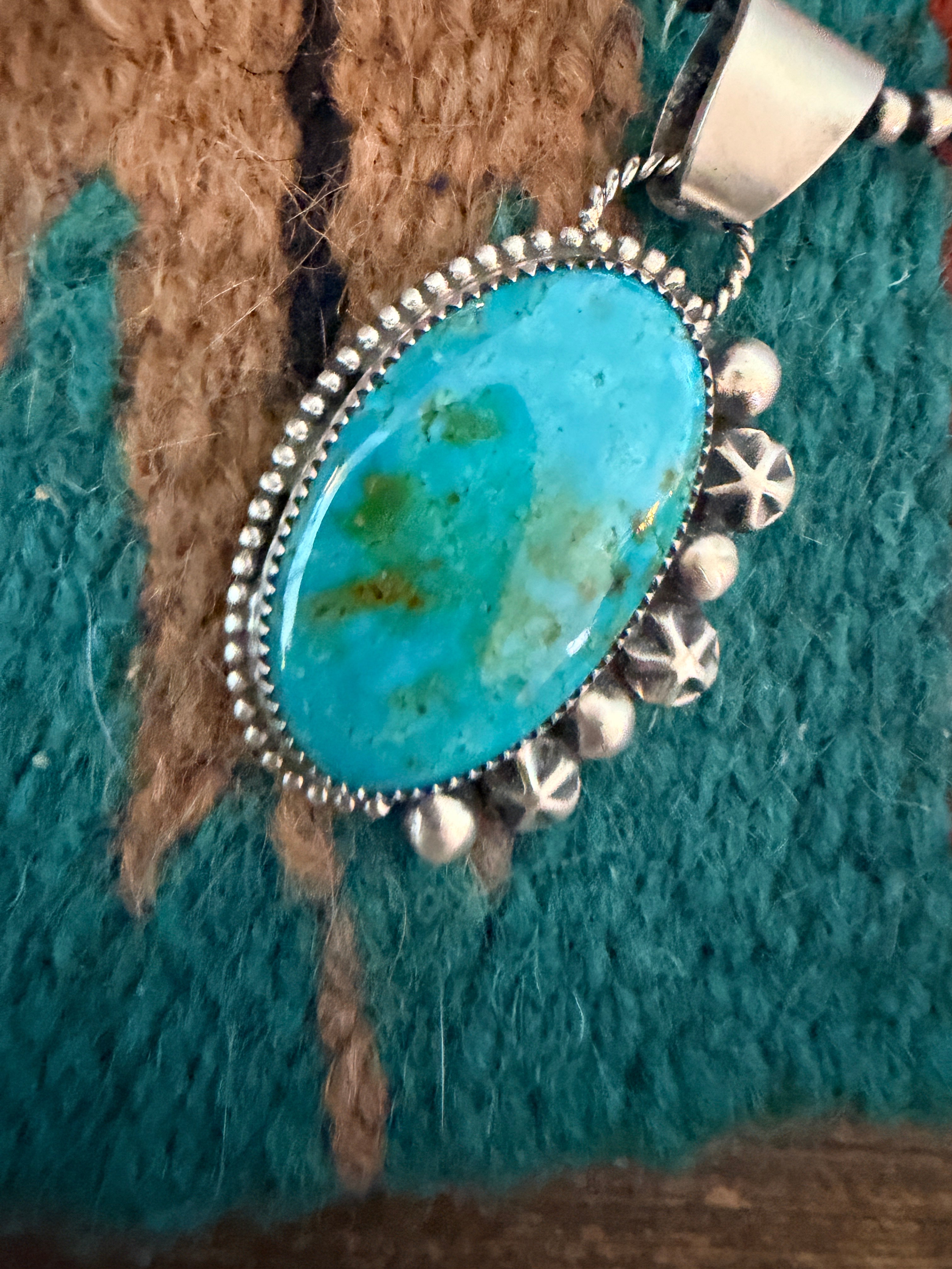 Handmade Sterling Silver & Tyrone Turquoise Pendant