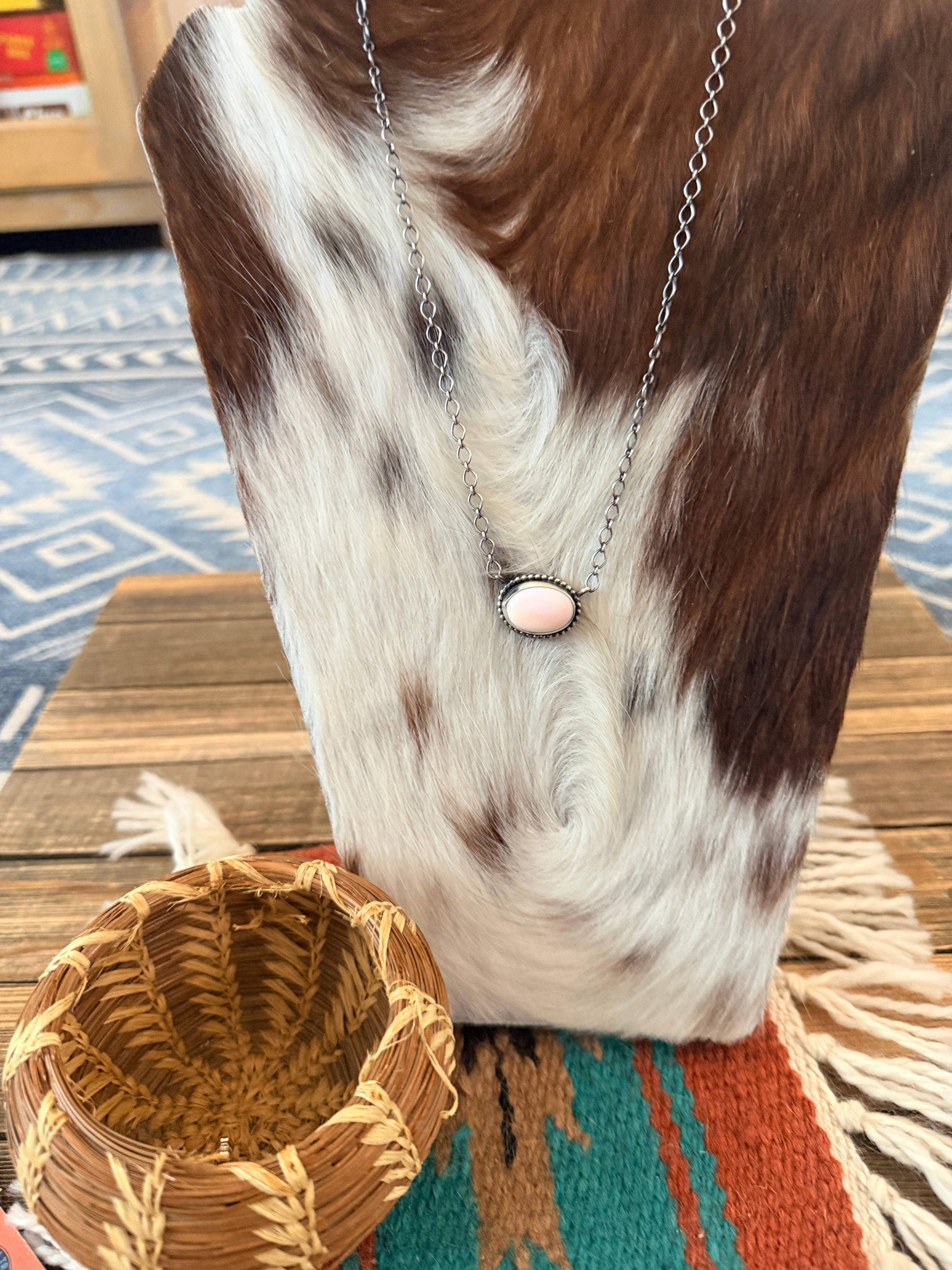Handcrafted Queen Pink Conch & Sterling Silver Necklace