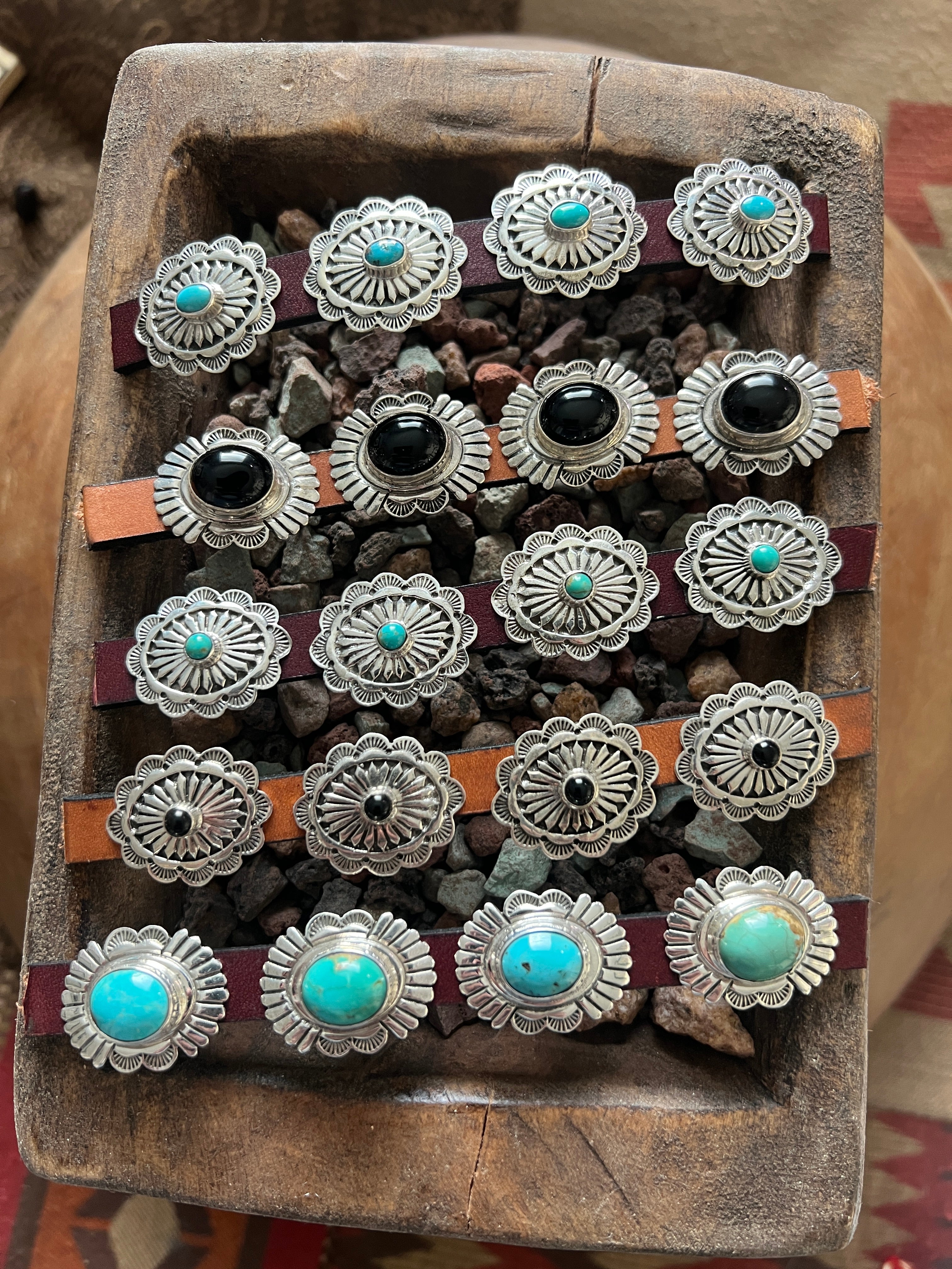 Sterling Silver and Oval Onyx Concho Slide