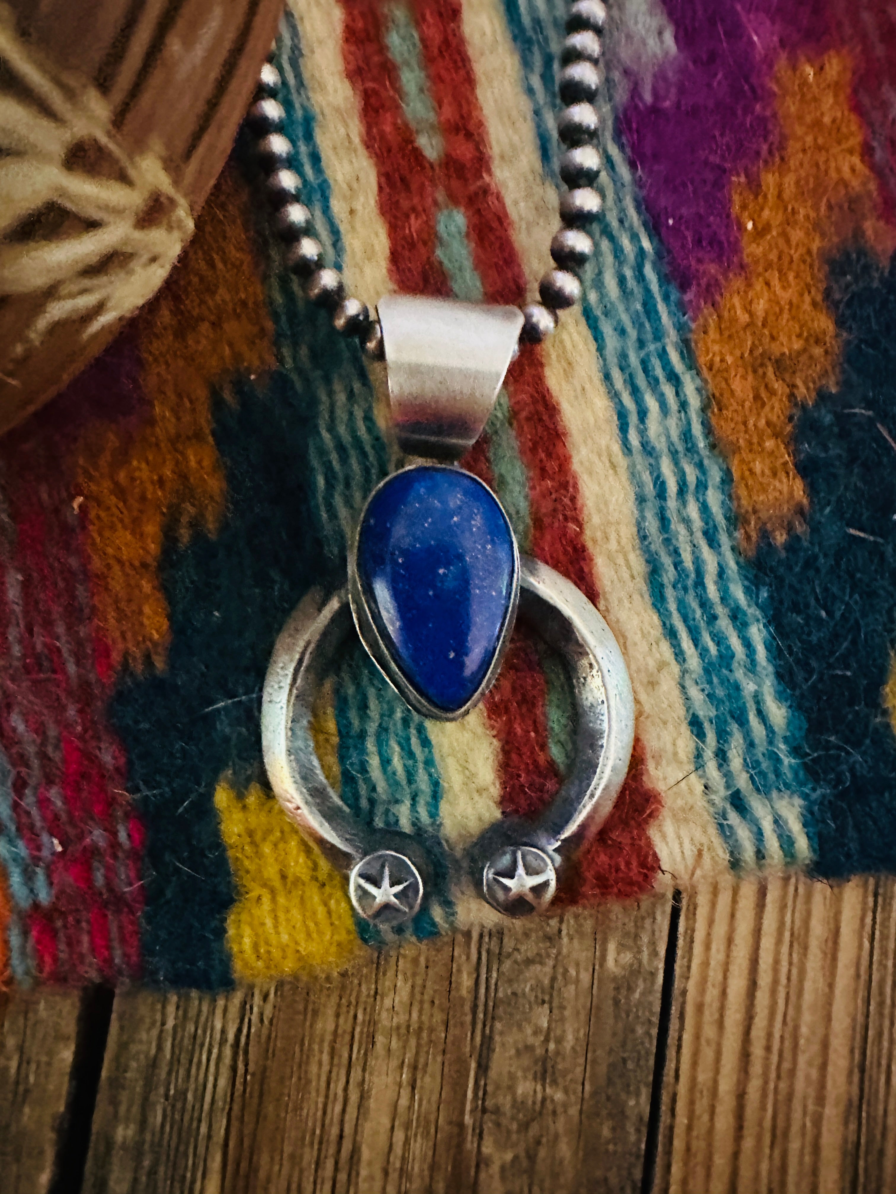 Handcrafted Sterling Silver & Lapis Naja Pendant by Chimney Butte