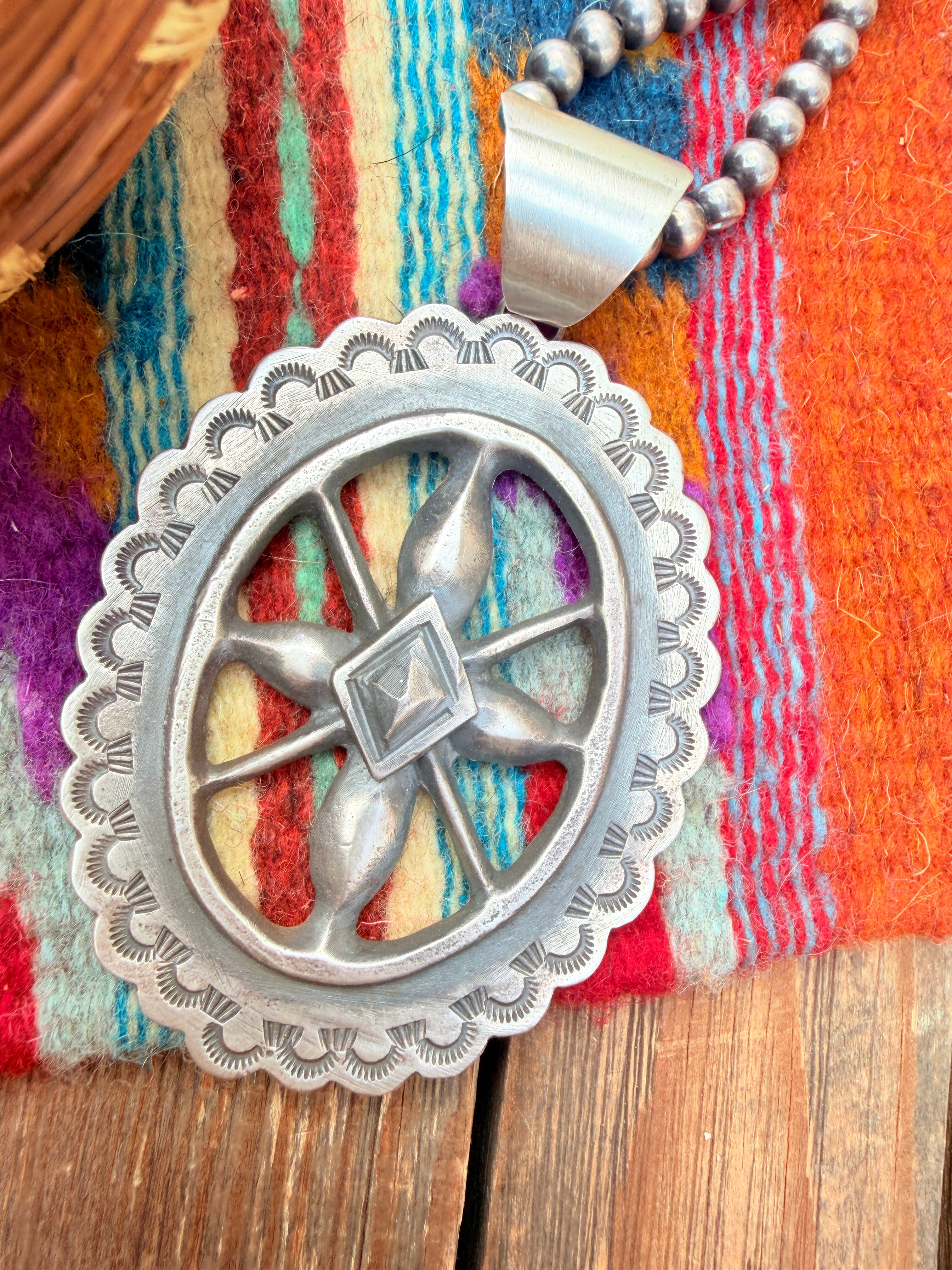 Handcrafted Sterling Silver Concho Pendant by Chimney Butte