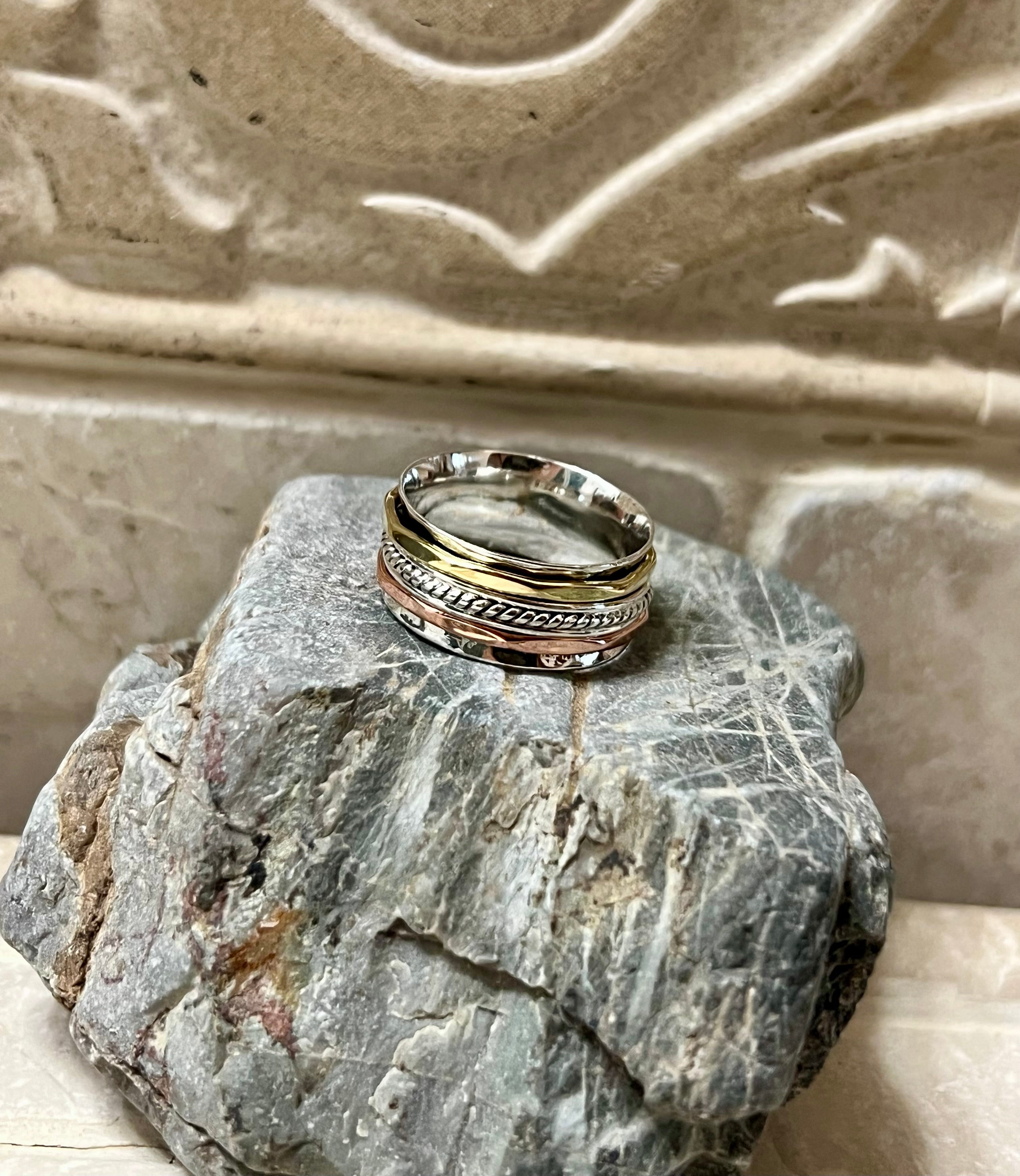 Sterling Silver Copper & Gold Spinner Ring