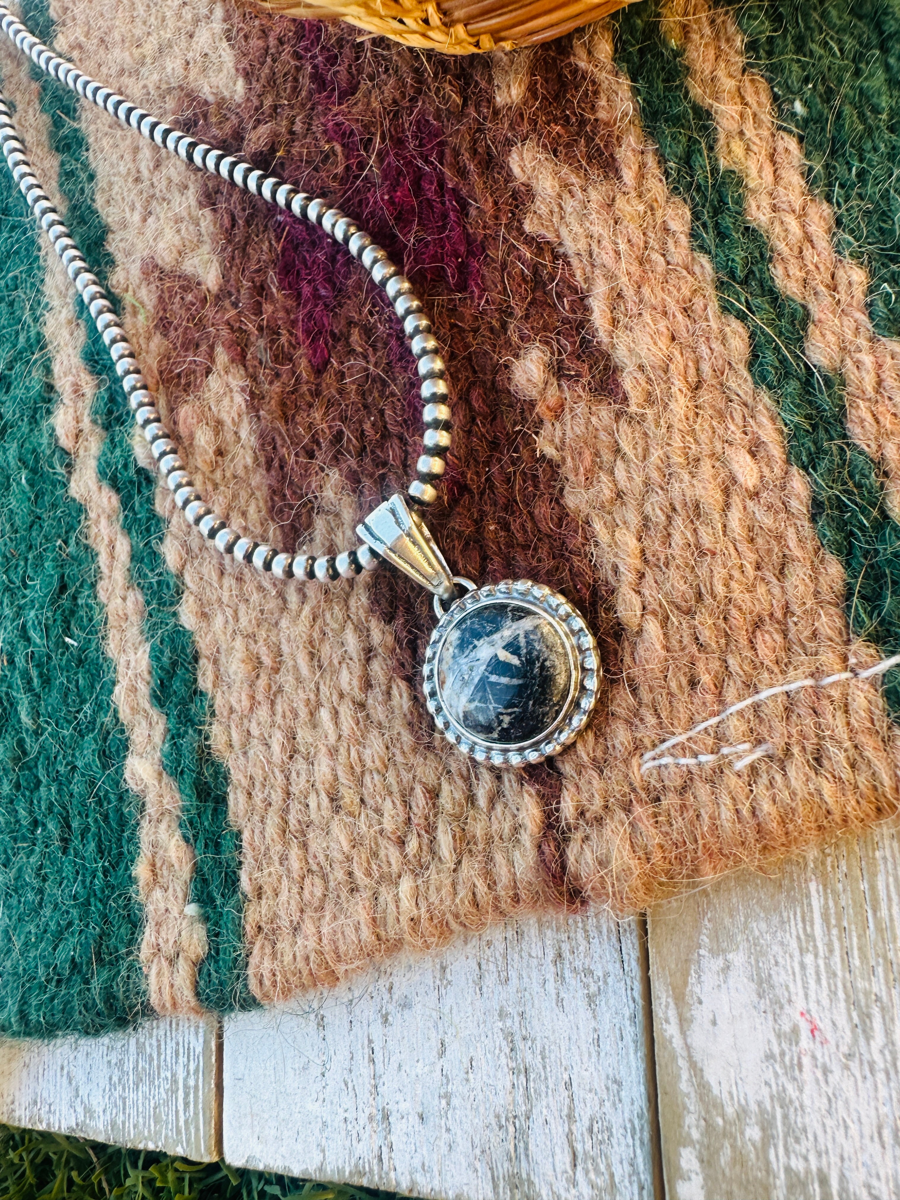 Handcrafted Sterling Silver & White Buffalo Pendant