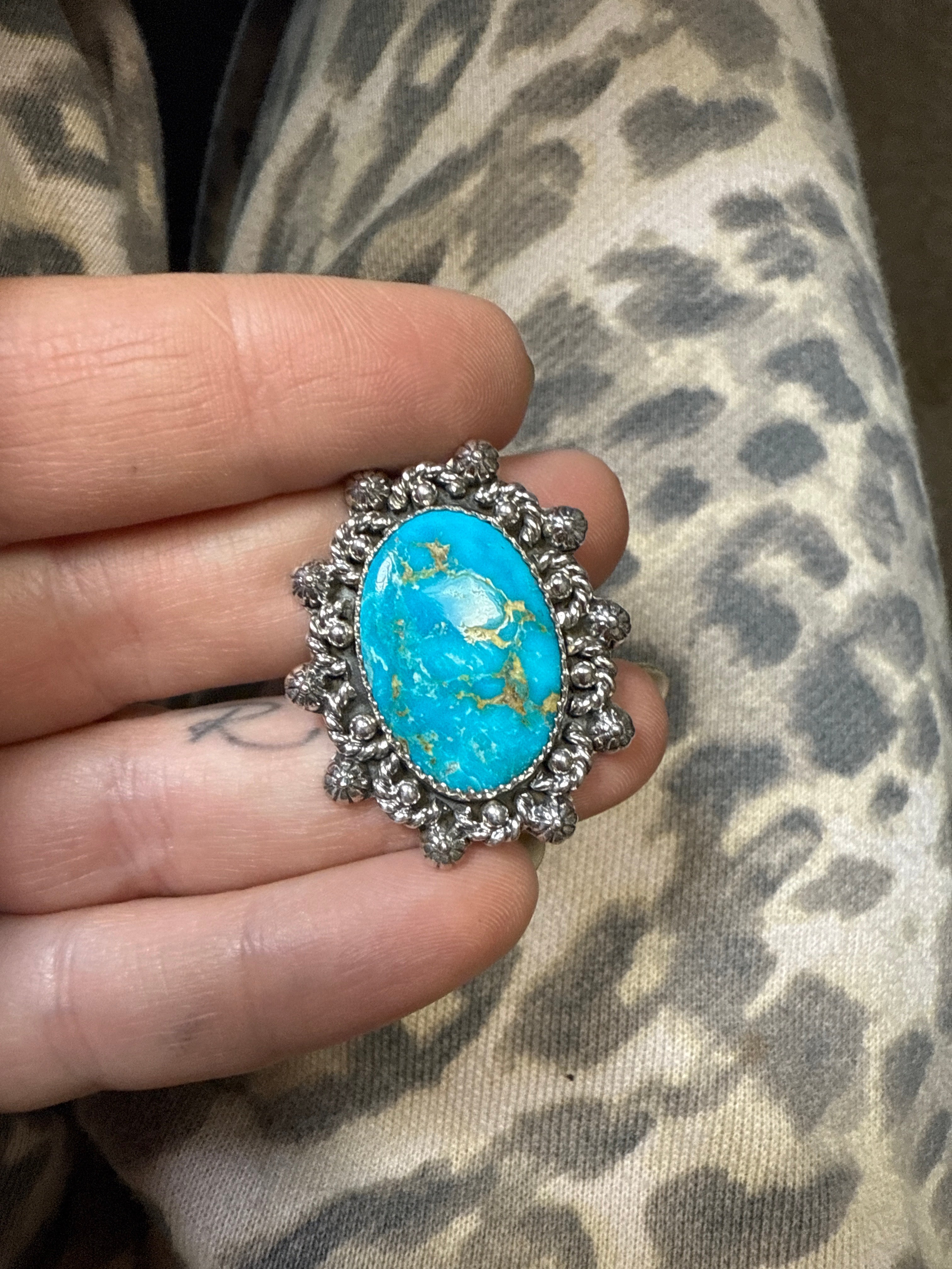 Handmade Turquoise, Sterling Silver Adjustable Ring