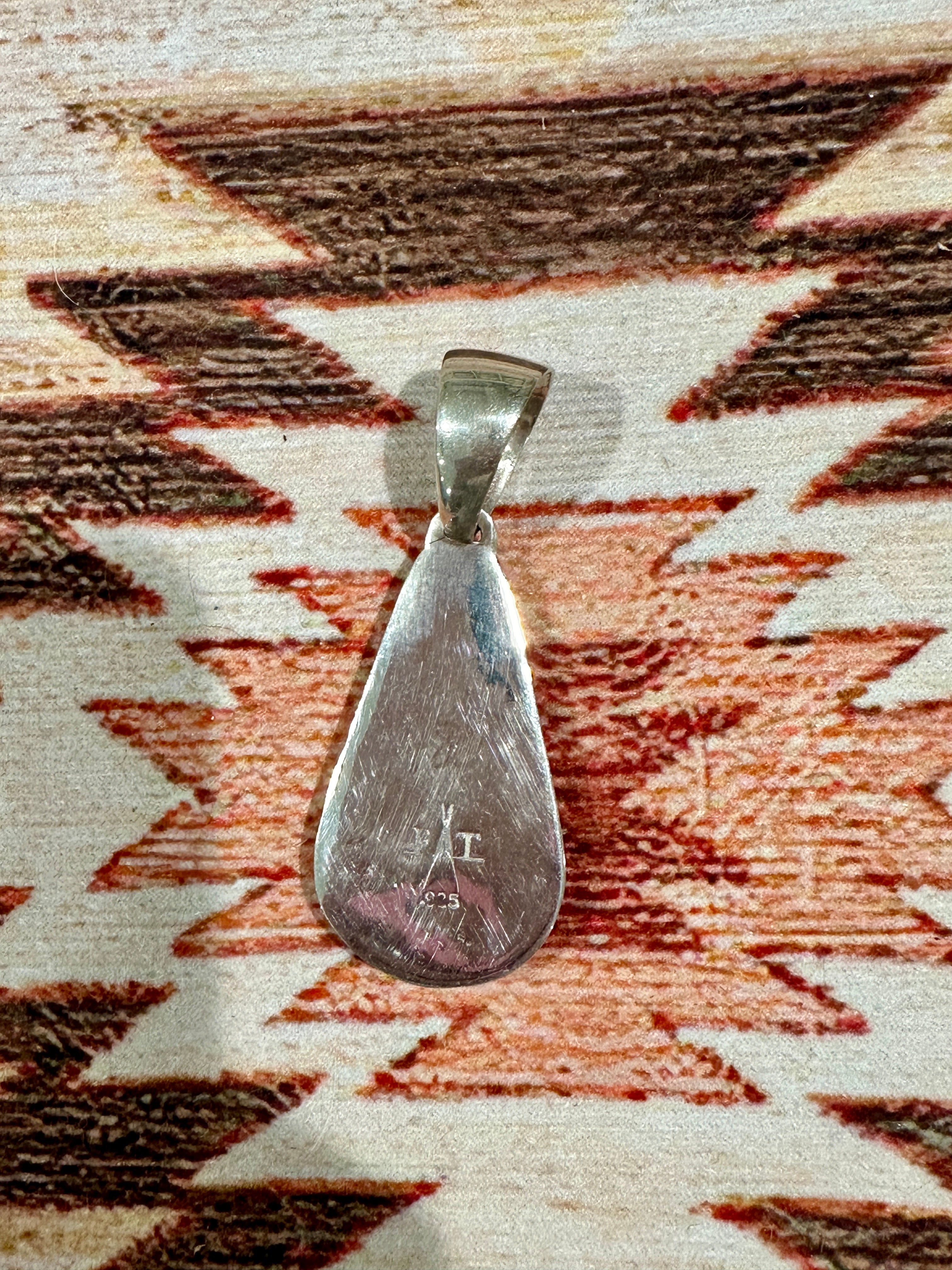 Handcrafted Multi Stone Inlay & Sterling Silver Pendant Signed