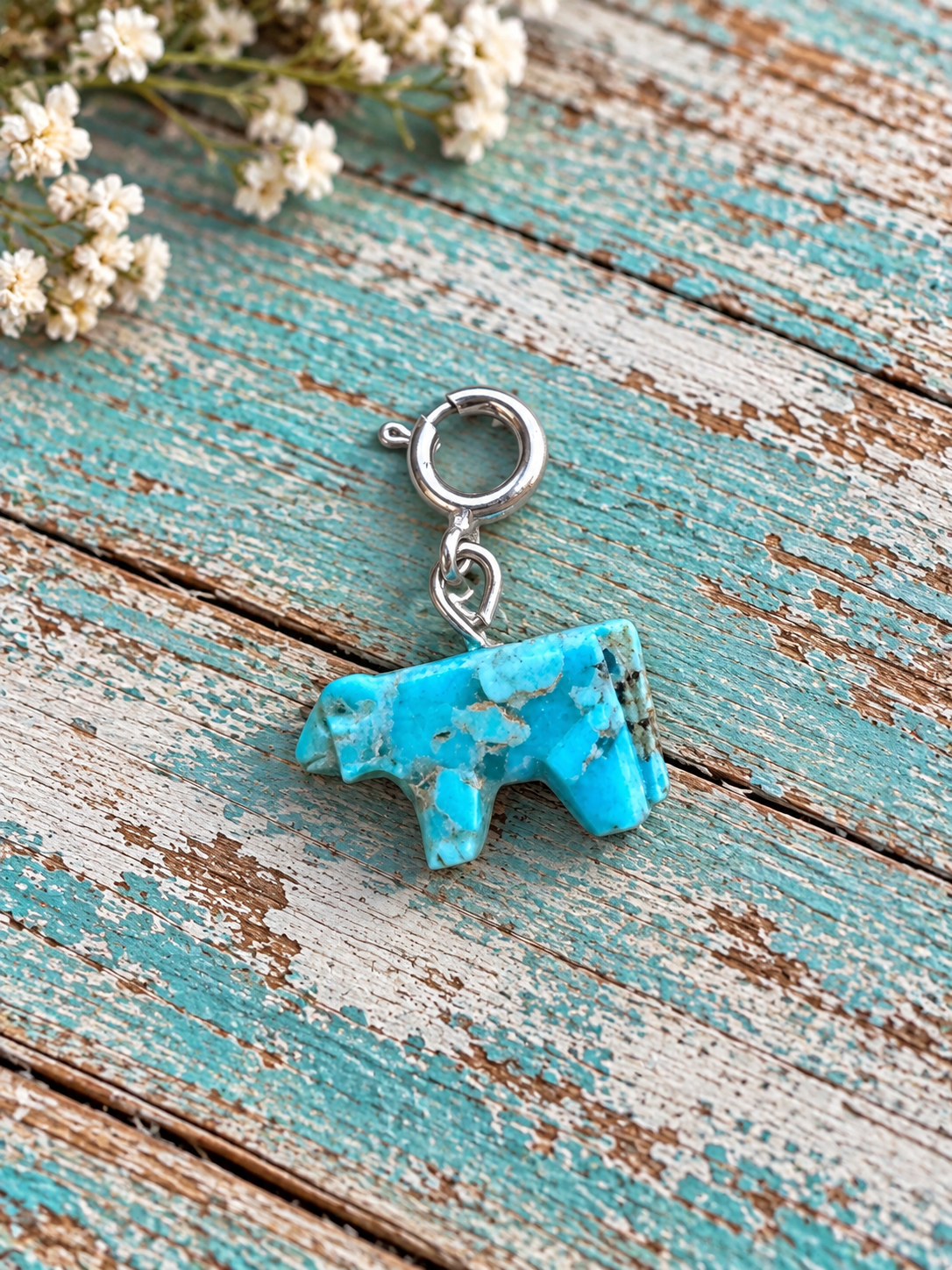 Handcrafted Turquoise Cow Charm