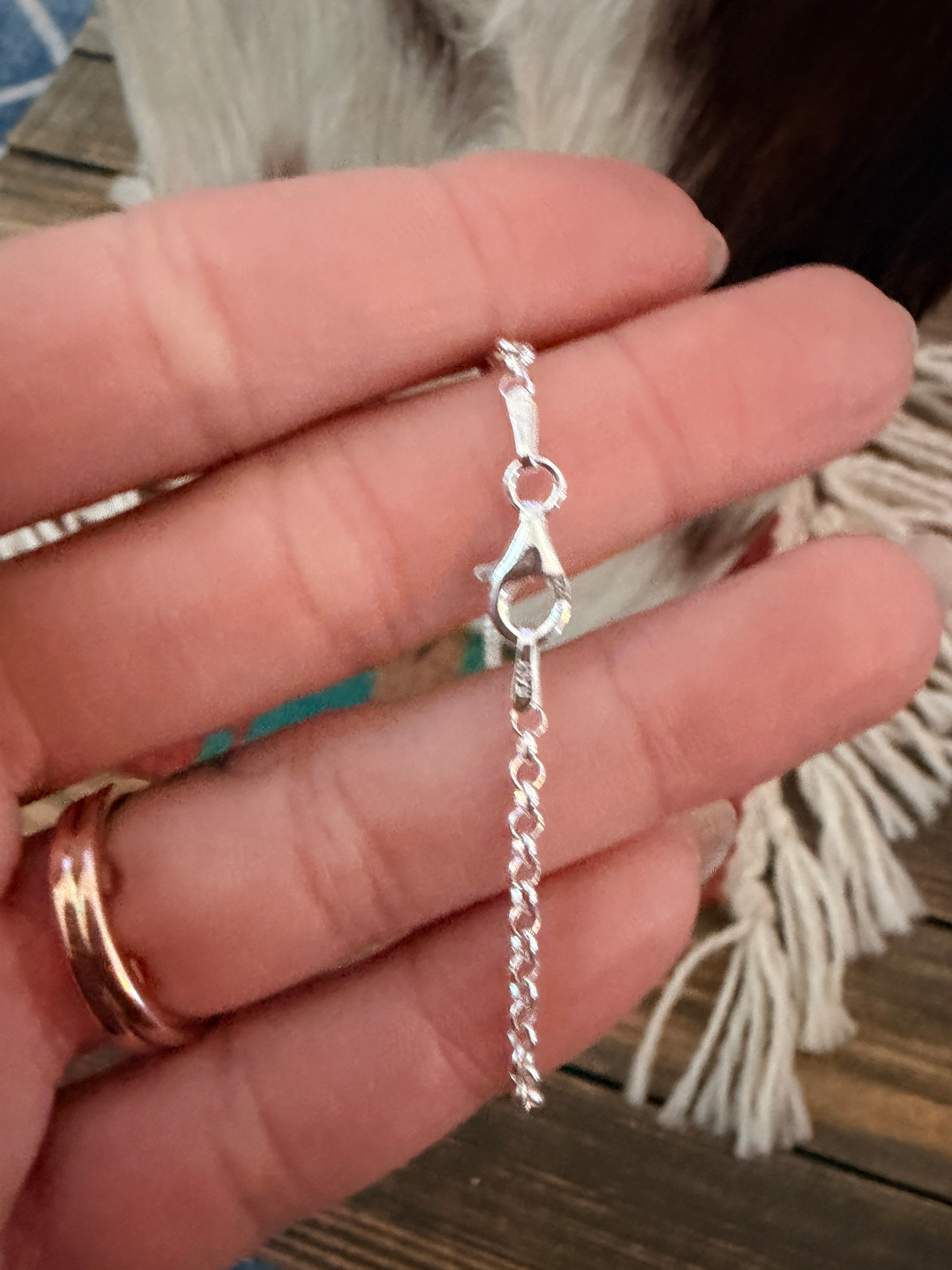 Handmade Sterling Silver & Turquoise Beaded Necklace