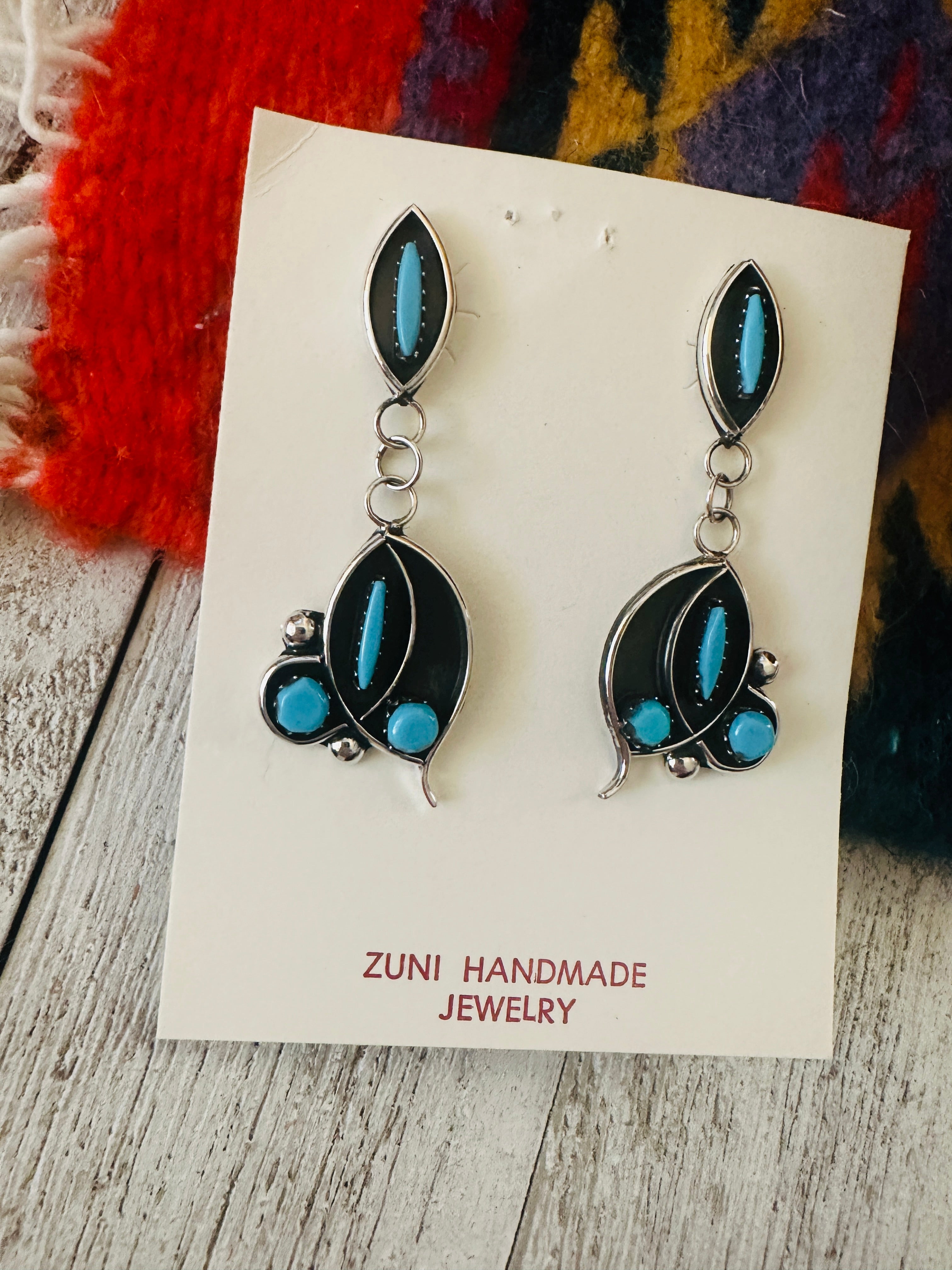 Handcrafted Sterling Silver & Turquoise Shadowbox Dangle Earrings