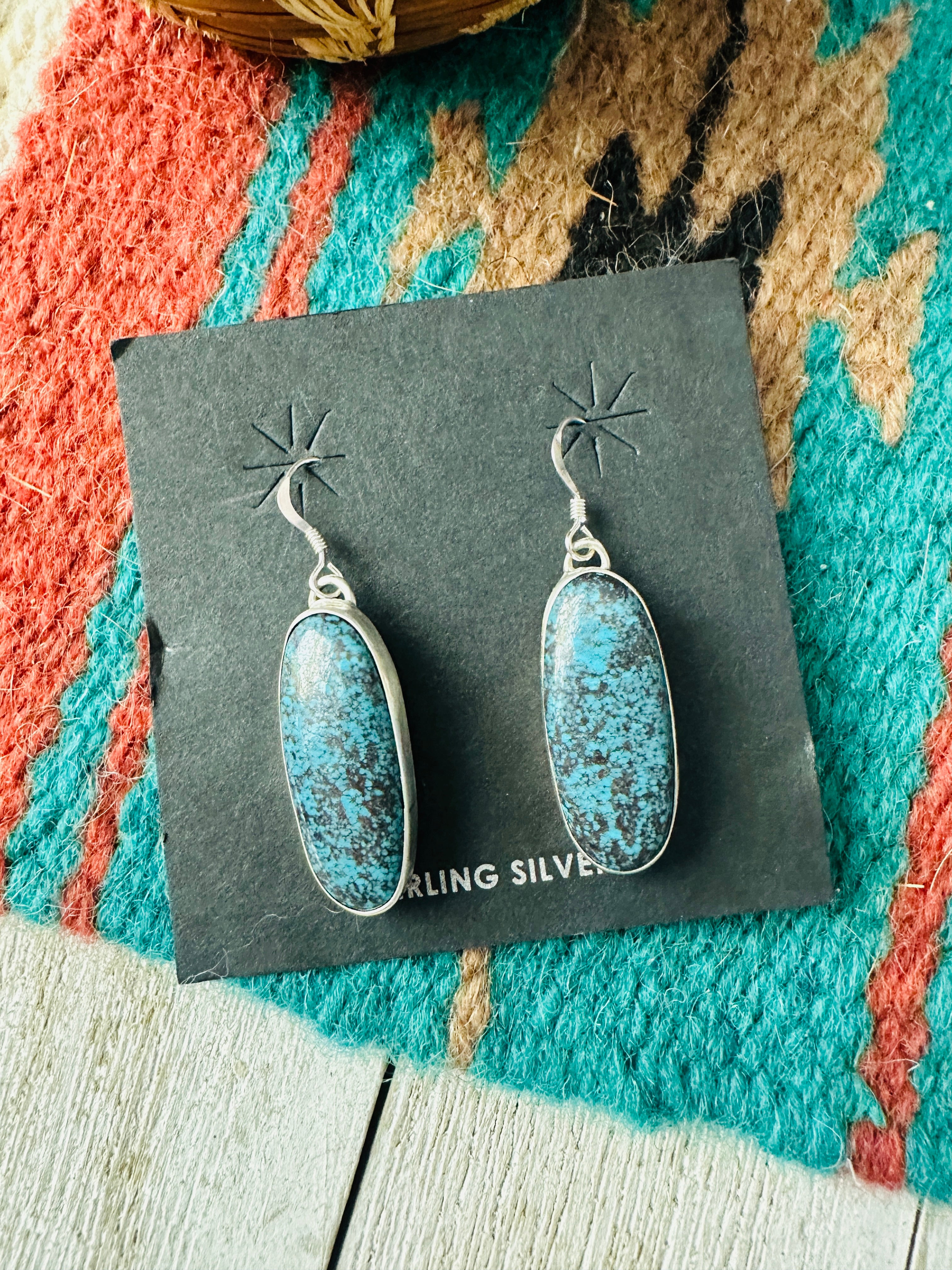 Navajo Turquoise & Sterling Silver Dangle Earrings