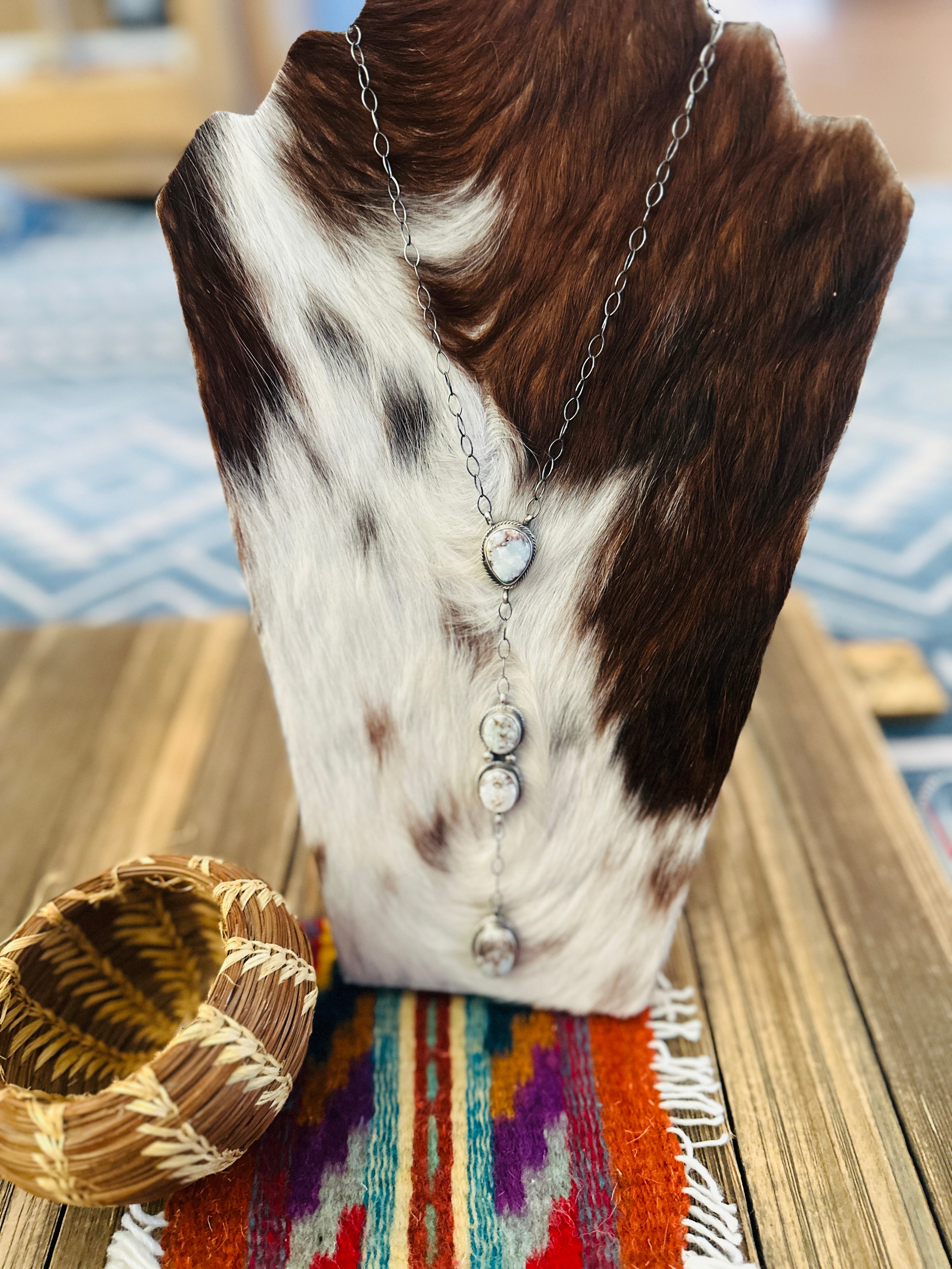 Handcrafted Dry Creek Turquoise & Sterling Silver Lariat Necklace