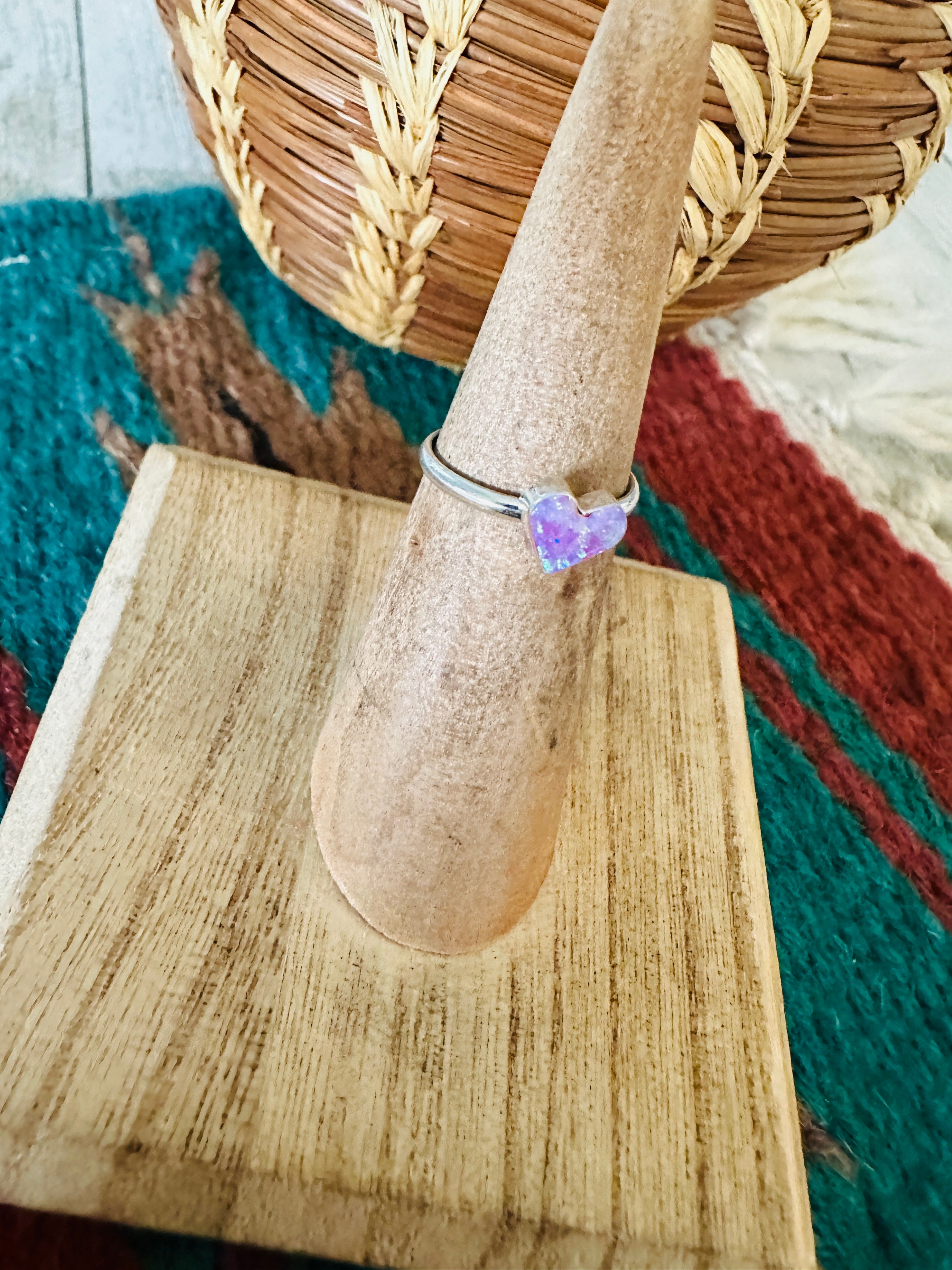 Handcrafted Sterling Silver & Pink Opal Heart Ring