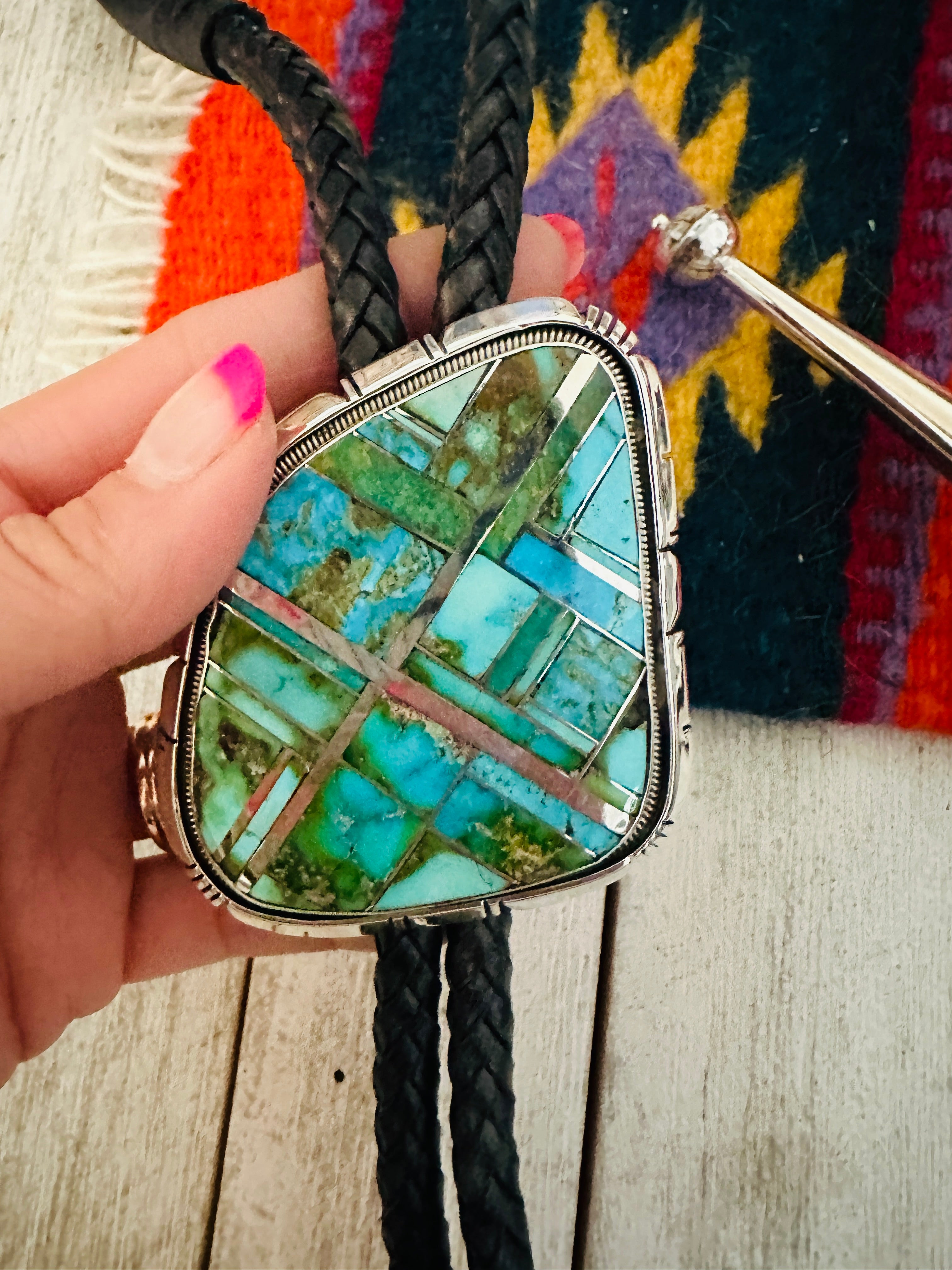 Handcrafted Sterling Silver & Sonoran Mountain Turquoise Bolo Tie