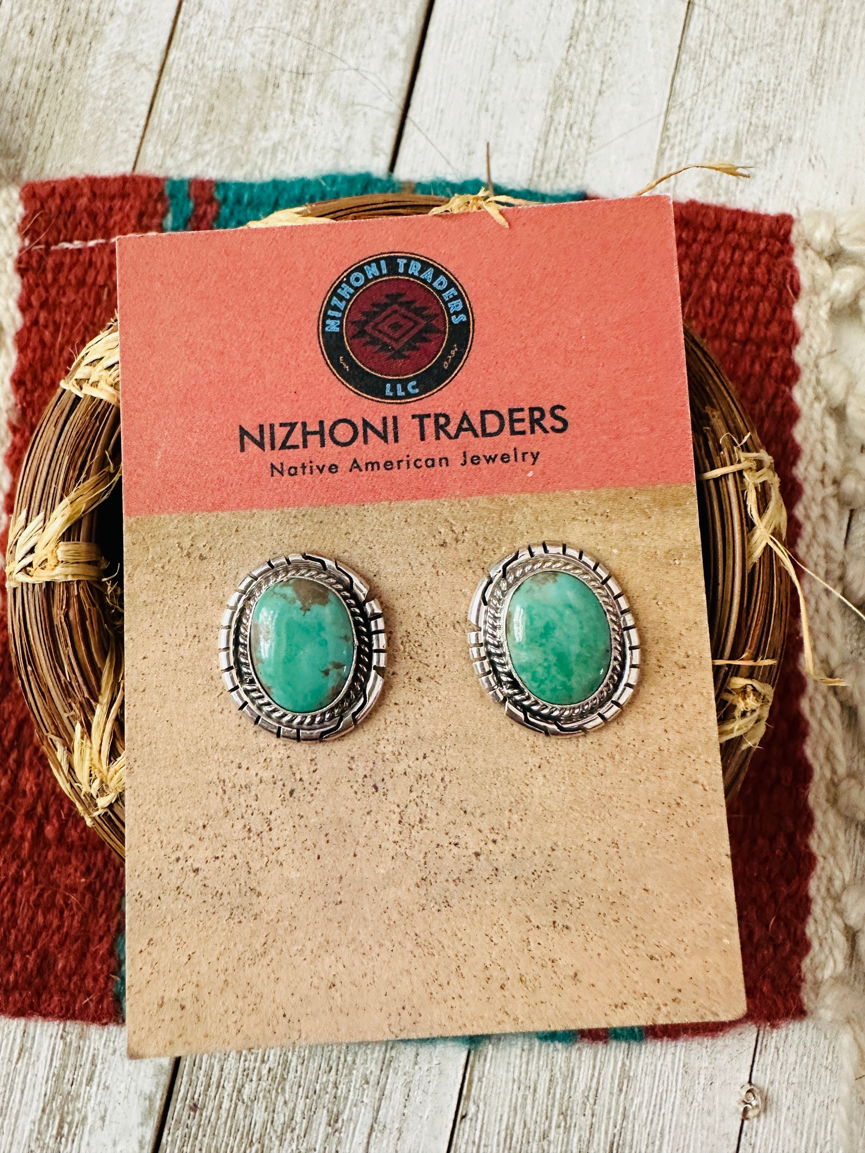 Navajo Turquoise & Sterling Silver Post Earrings