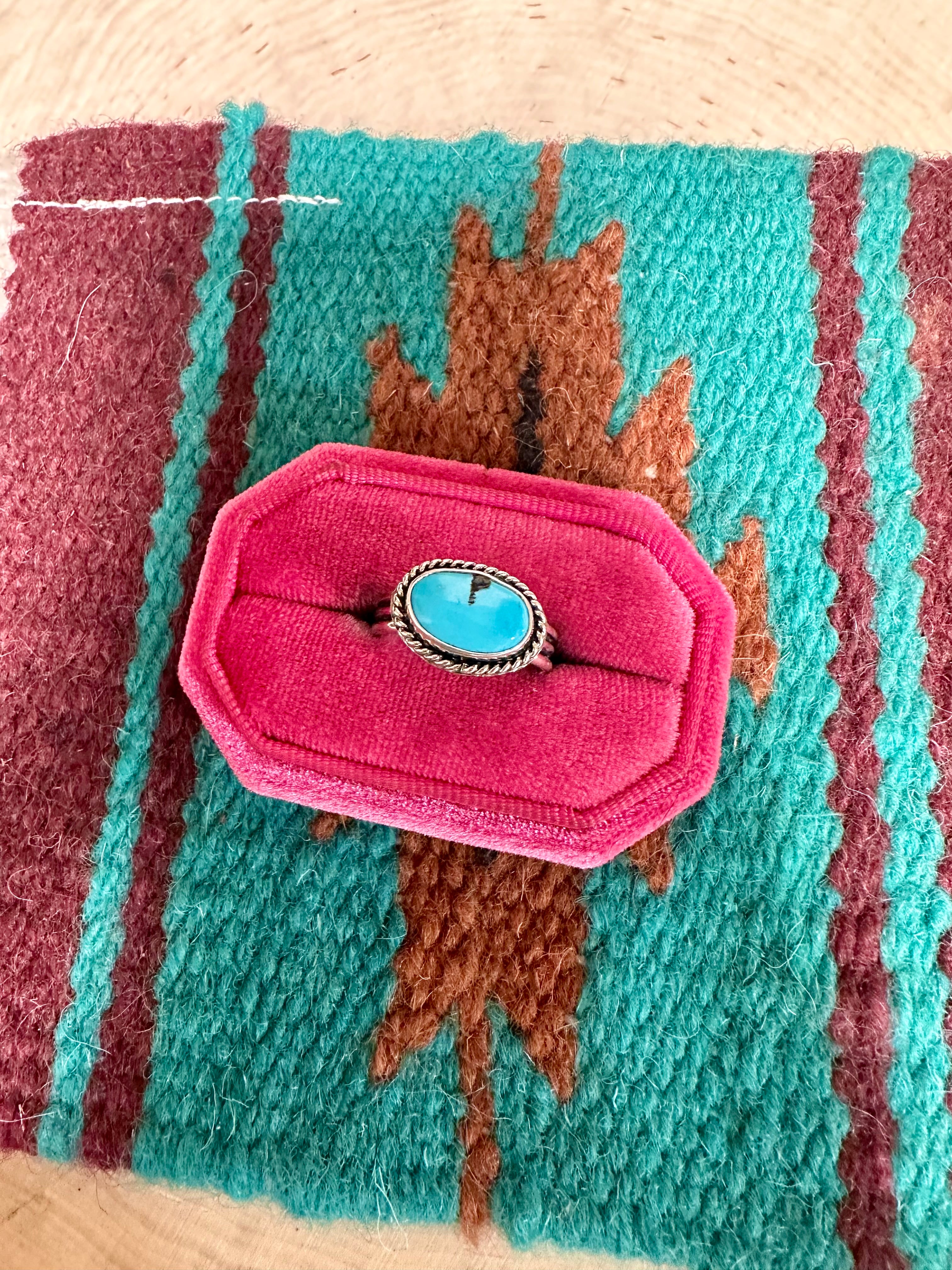 Sterling Silver & Turquoise Single Stone Ring Signed