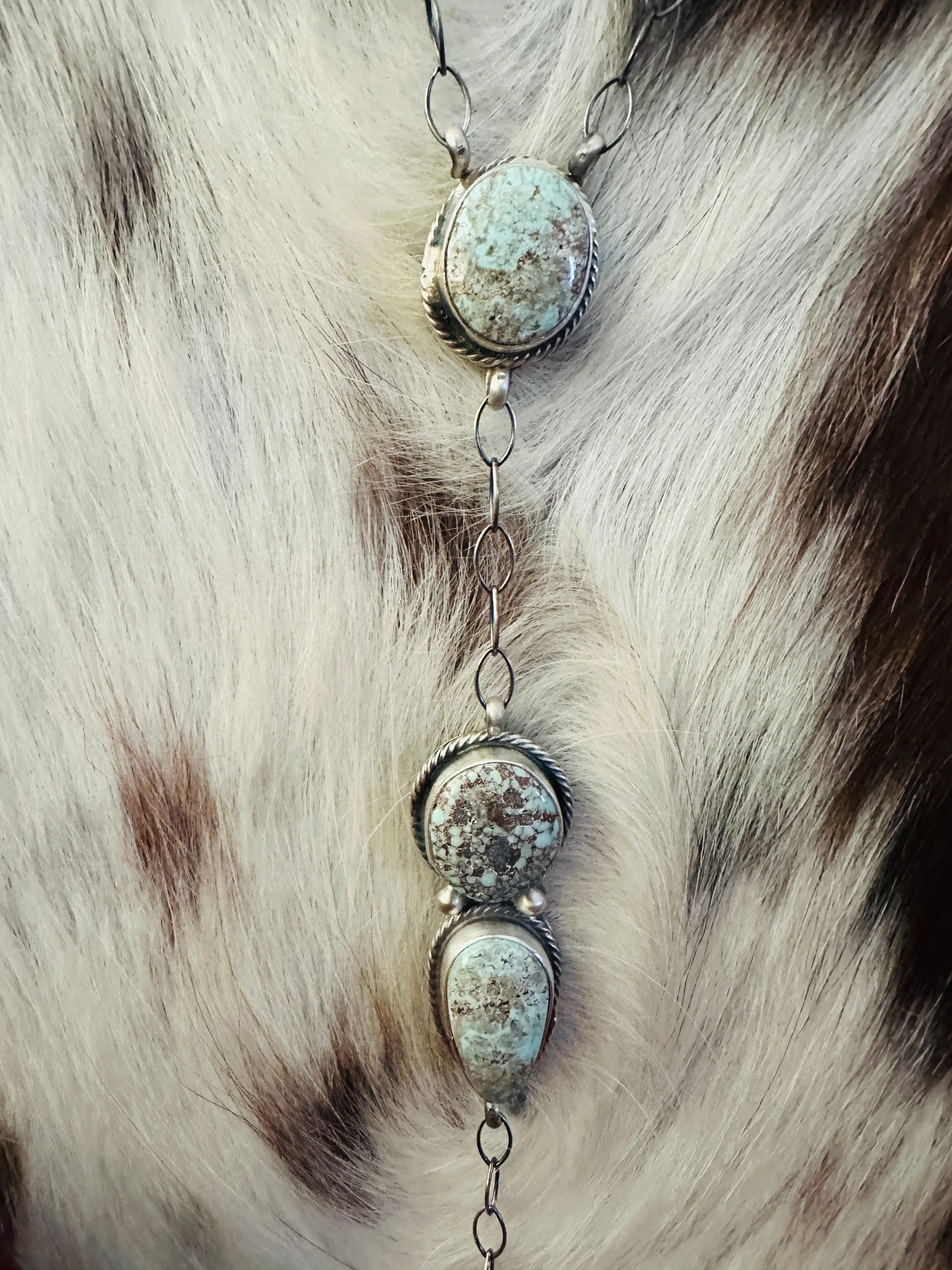 Handcrafted Dry Creek Turquoise & Sterling Silver Lariat Necklace