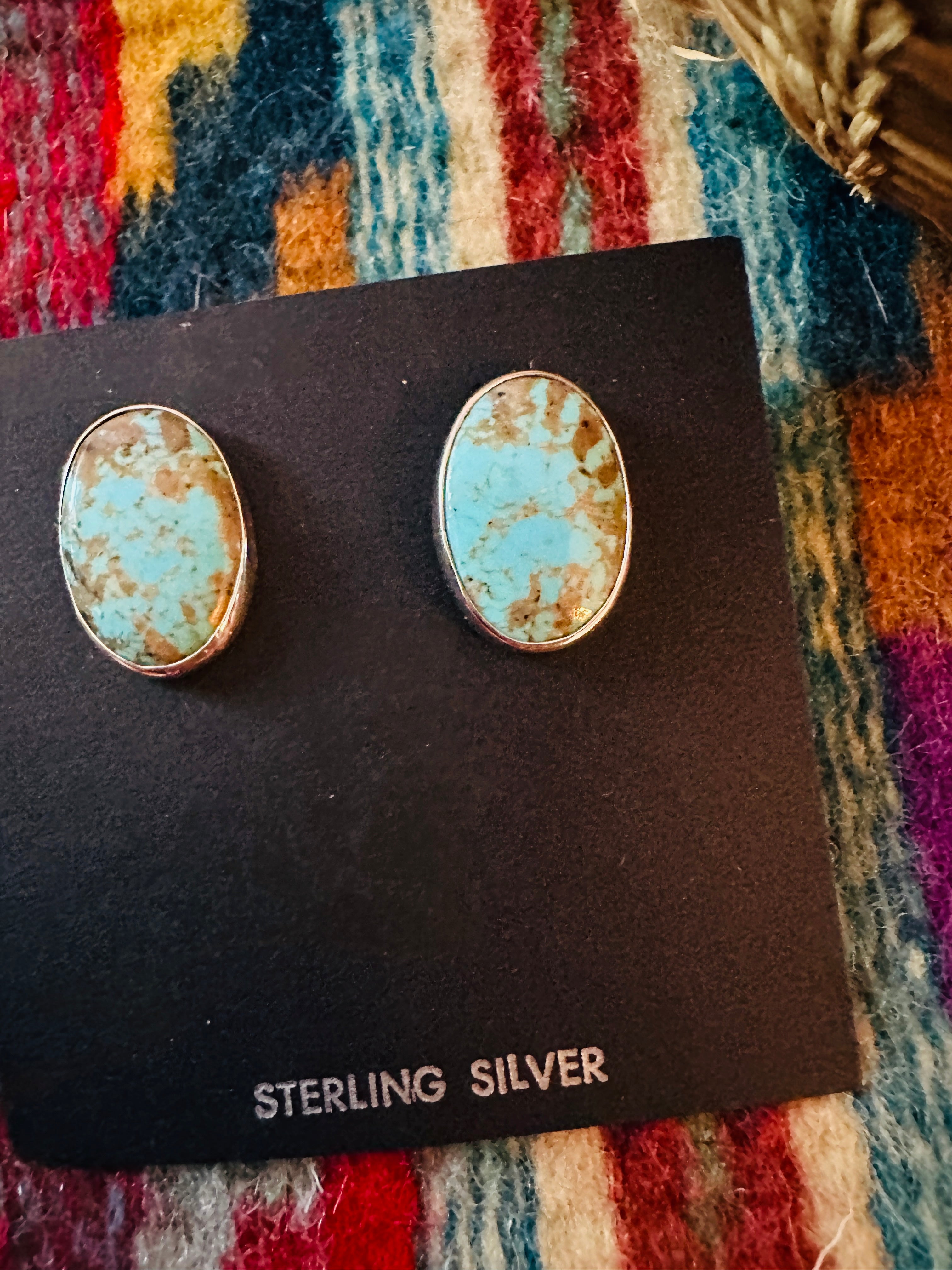 Handcrafted Turquoise & Sterling Silver Post Earrings