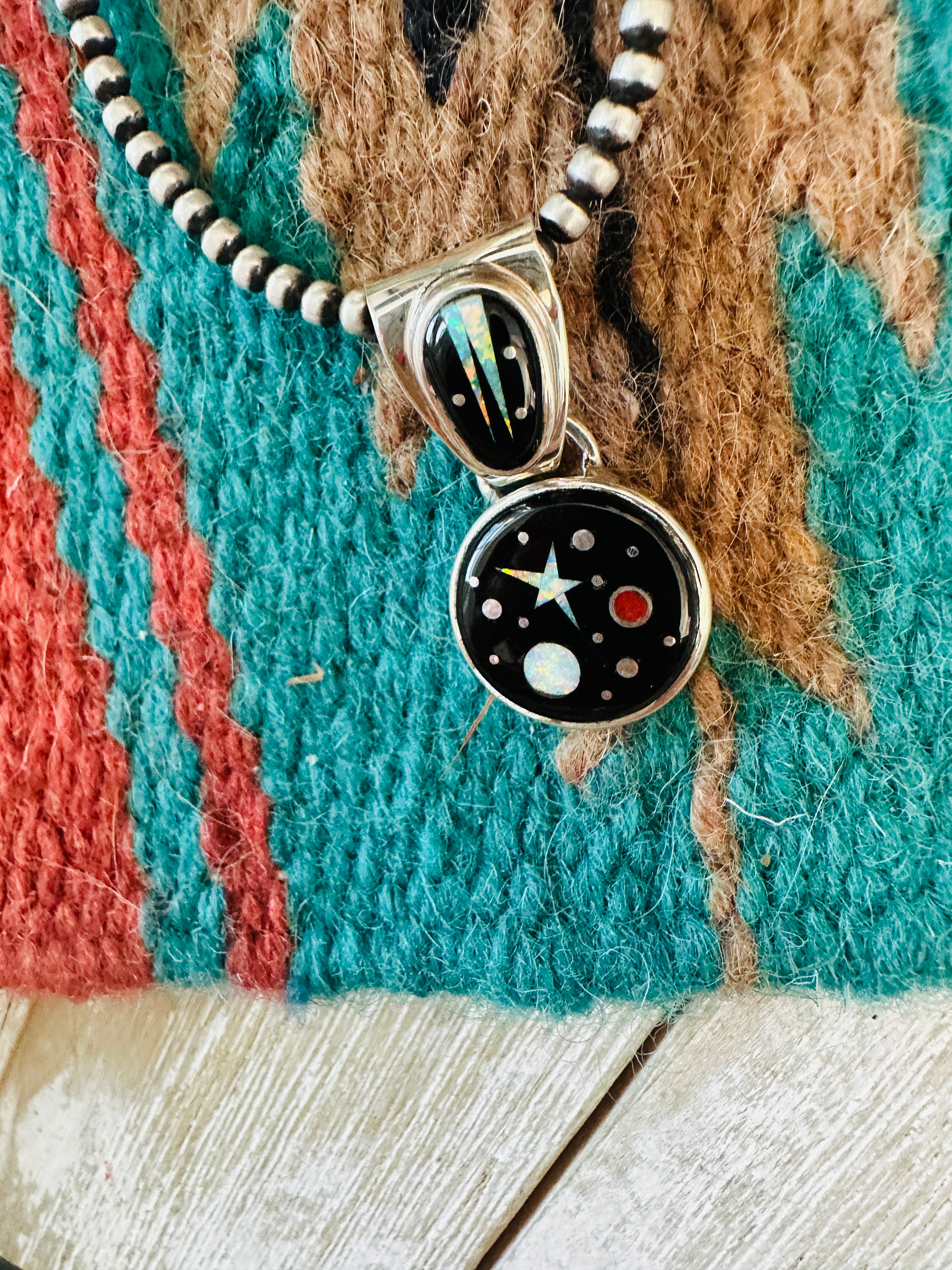 Handcrafted Multi Stone & Sterling Silver Starry Night Pendant by Matthew Jack