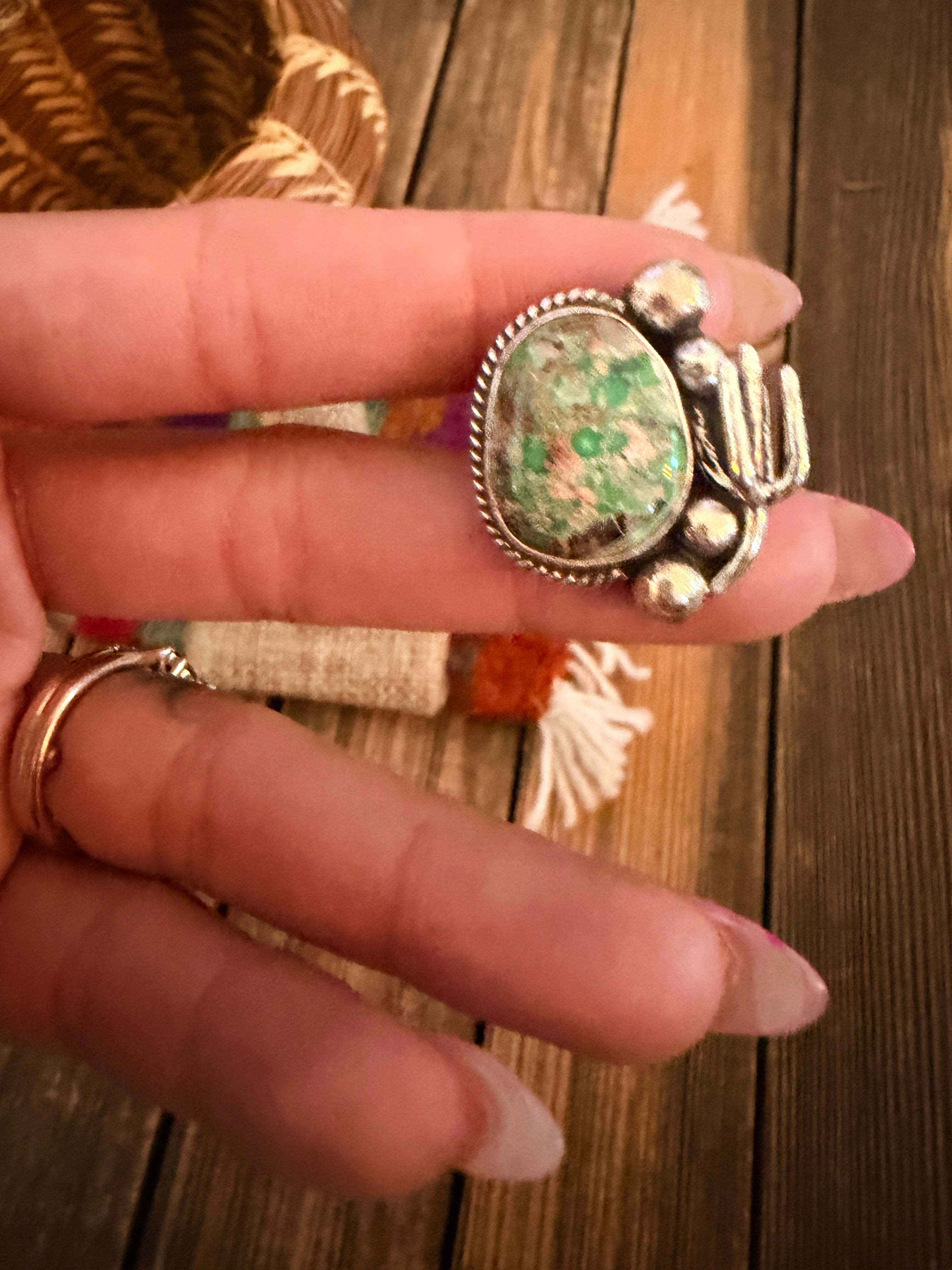 Handmade Sterling Silver and Turquoise Adjustable Ring